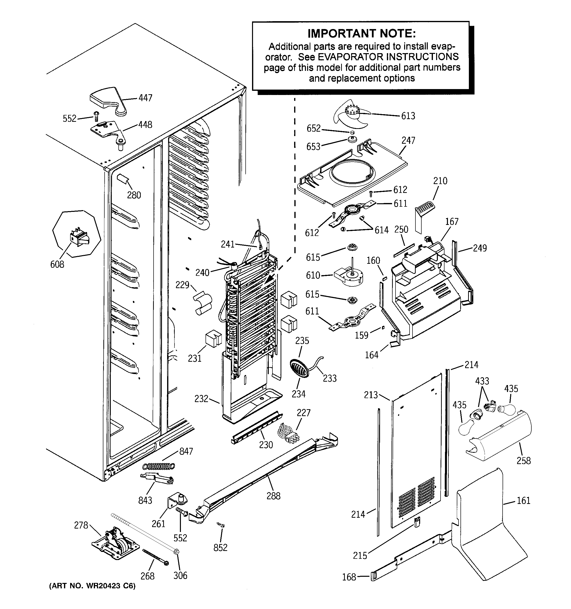GE GCU21XGYAFBB freezer section diagram