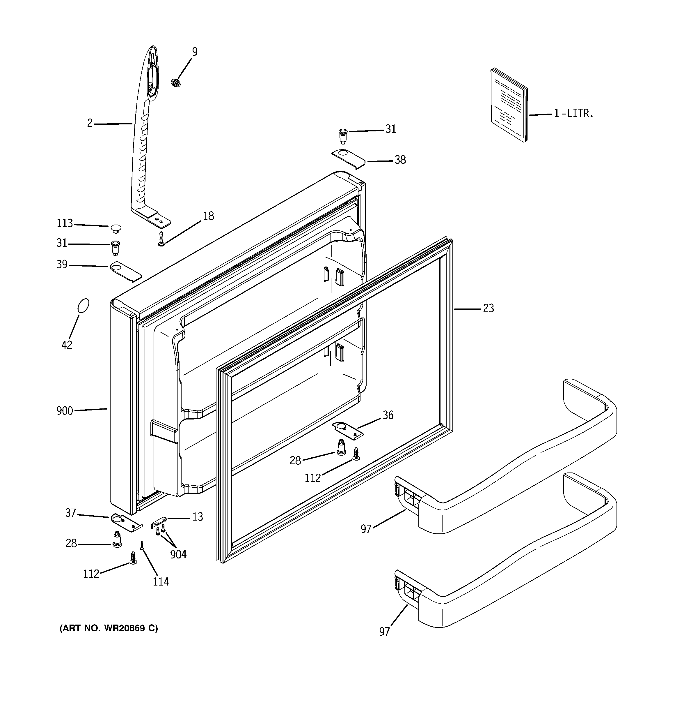 GE GTH20JBBARBB freezer door diagram