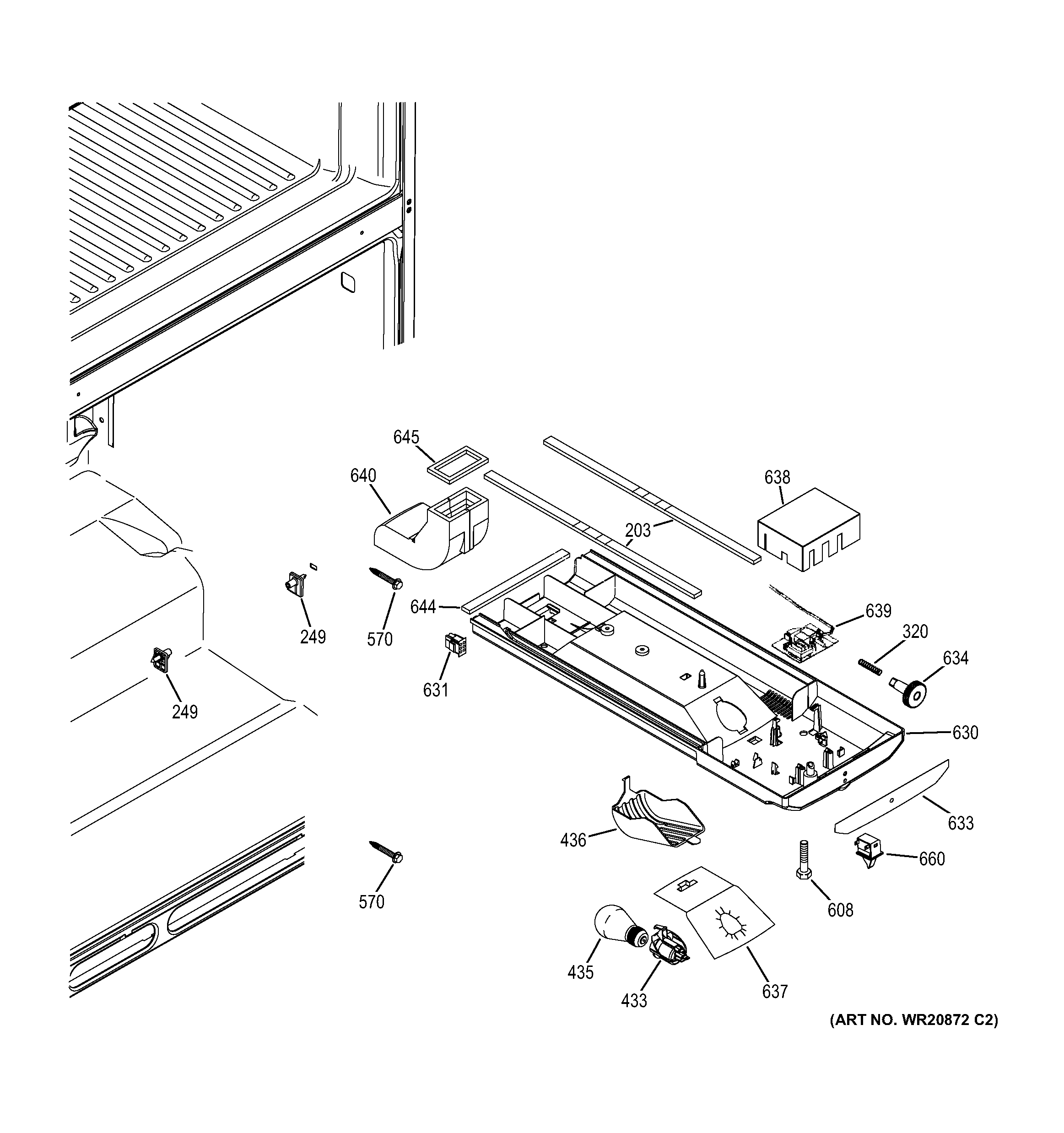 GE GTH20JBBABB fresh food section diagram
