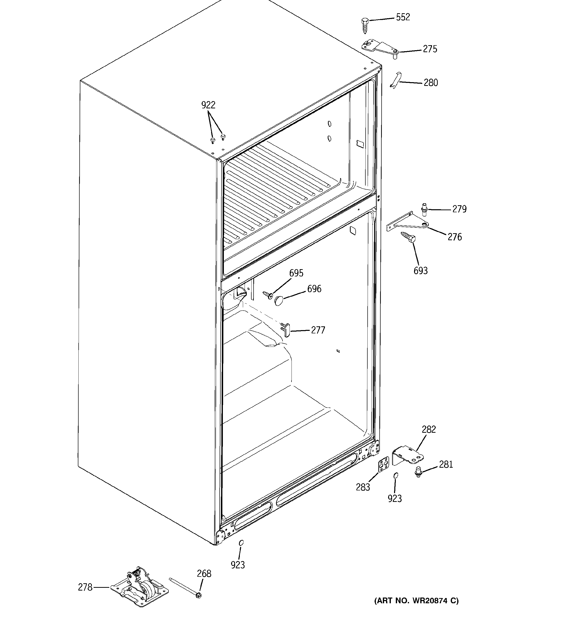 GE GTH20JBBABB case parts diagram