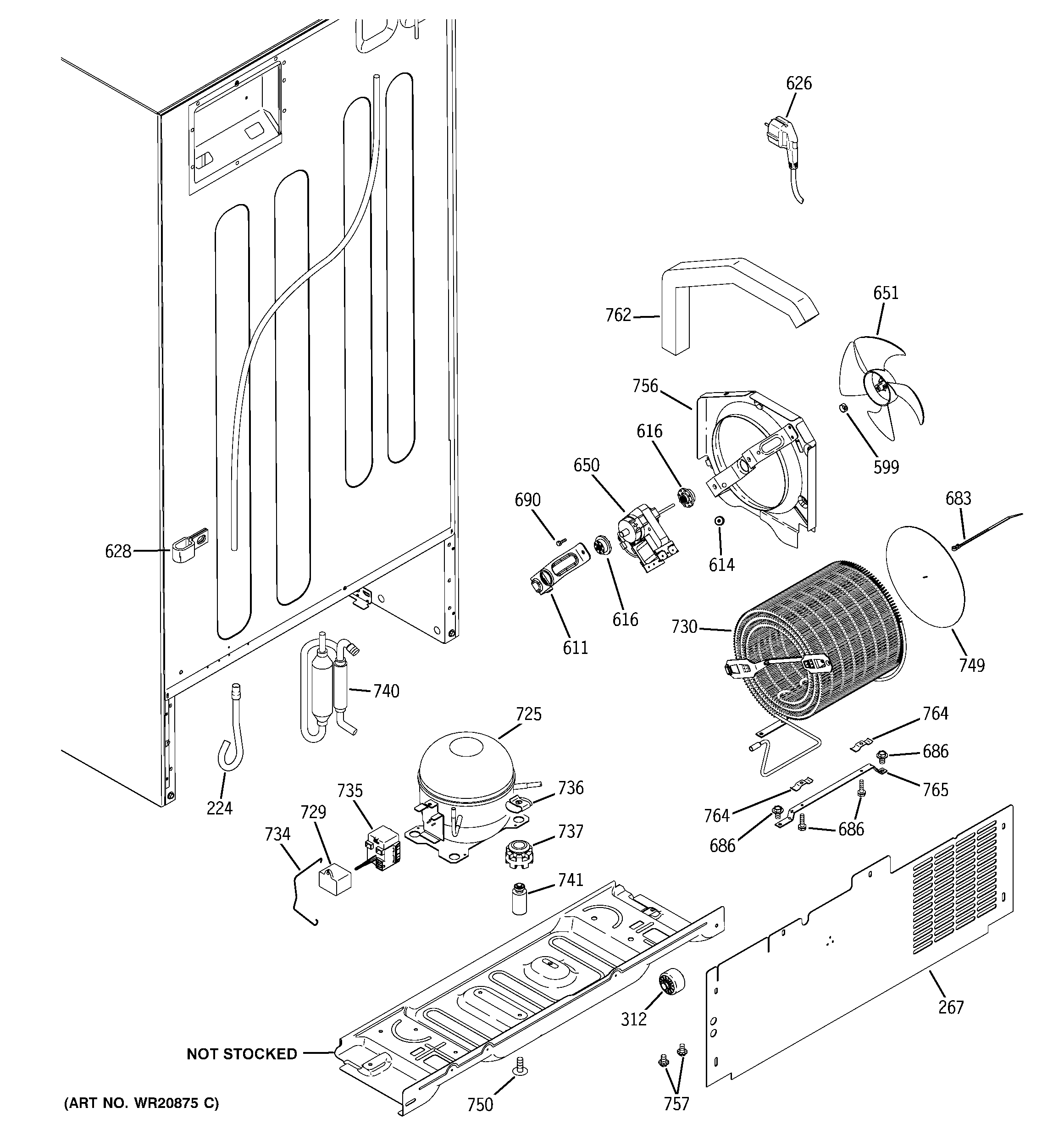 GE GTH20JBBABB machine compartment diagram
