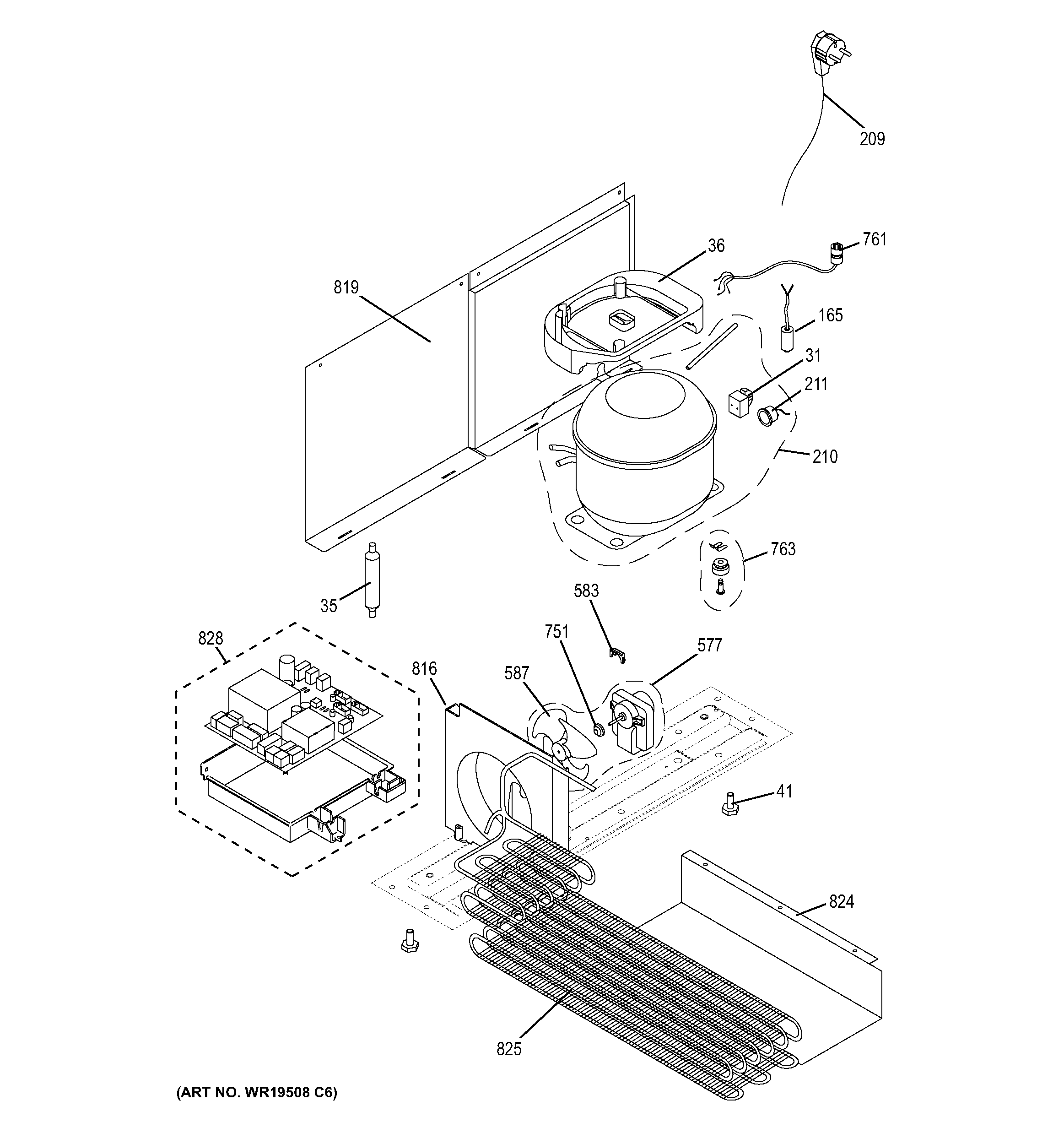 GE ZDBR240HAPS machine compartment diagram