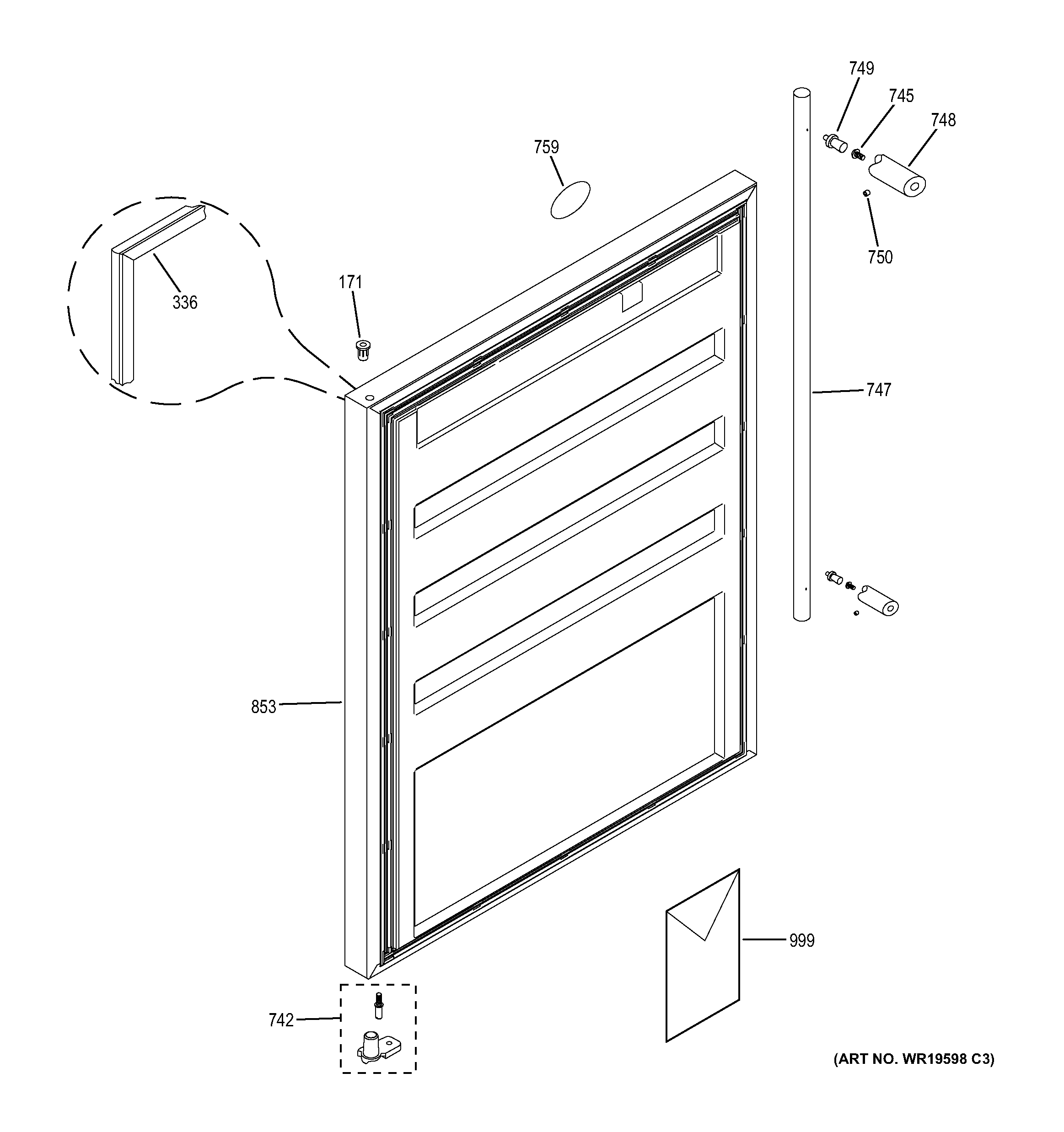 GE ZIBS240HASS door diagram