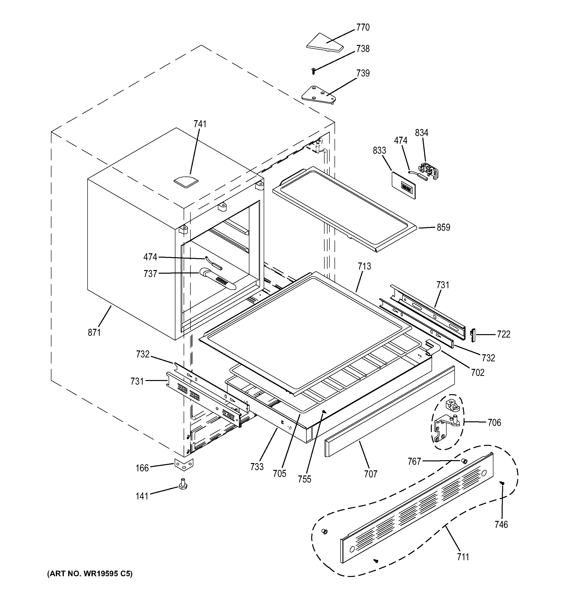 GE ZIBS240HASS cabinet & shelves diagram
