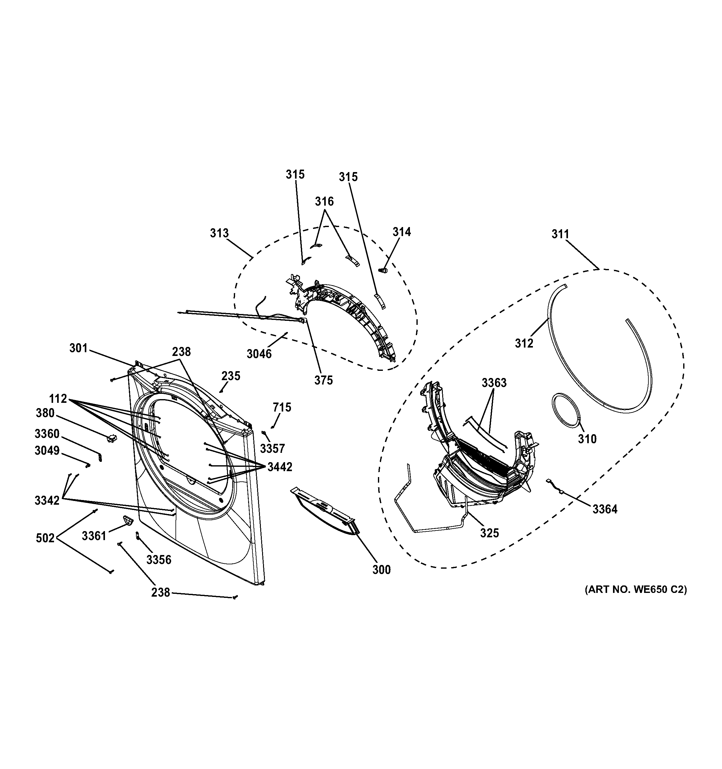 GE GFDN120GD0WW front panel diagram