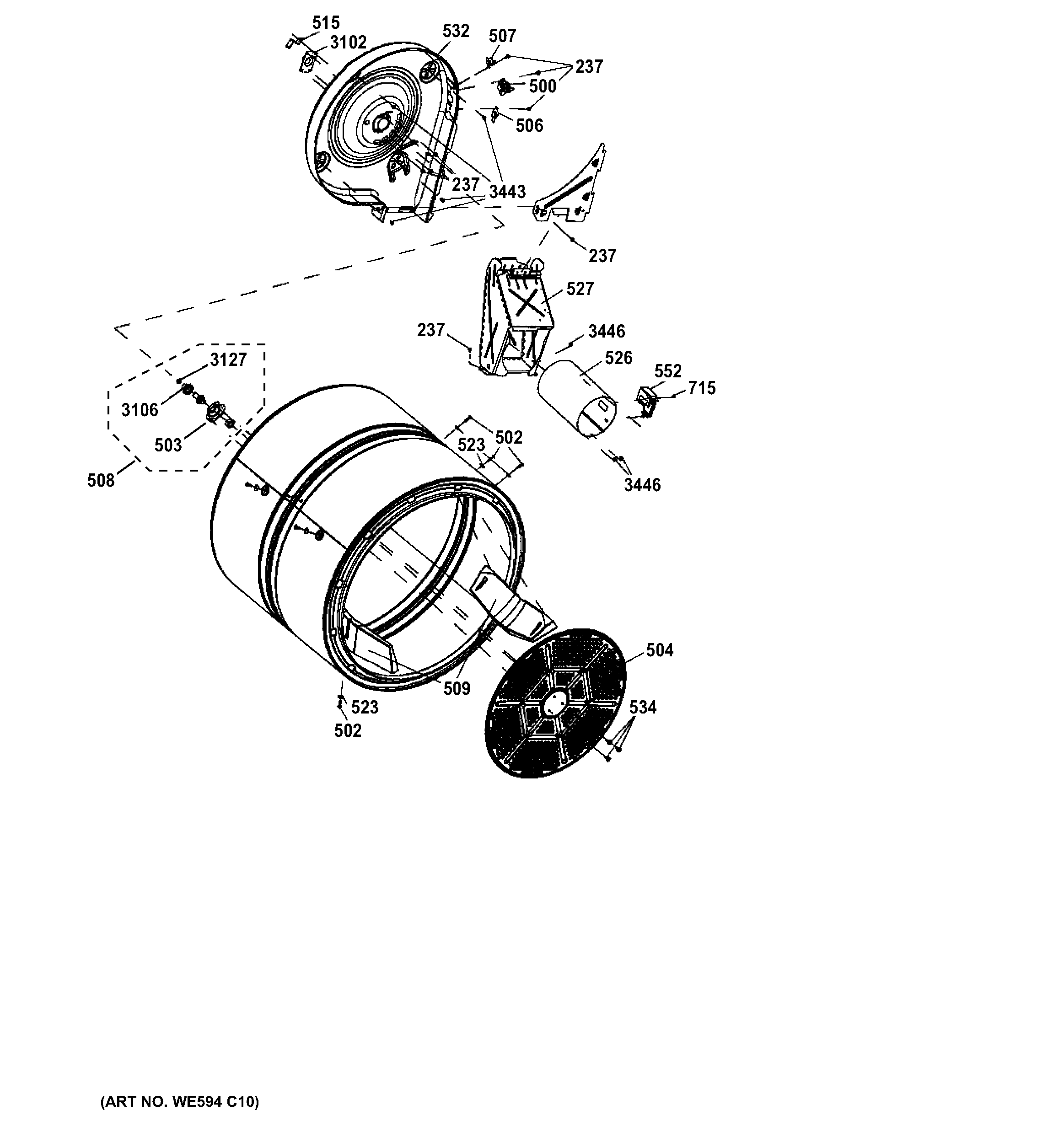 GE GFDN120GD0WW drum diagram