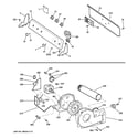 GE GHDP490EF5WW backsplash, blower & motor assembly diagram
