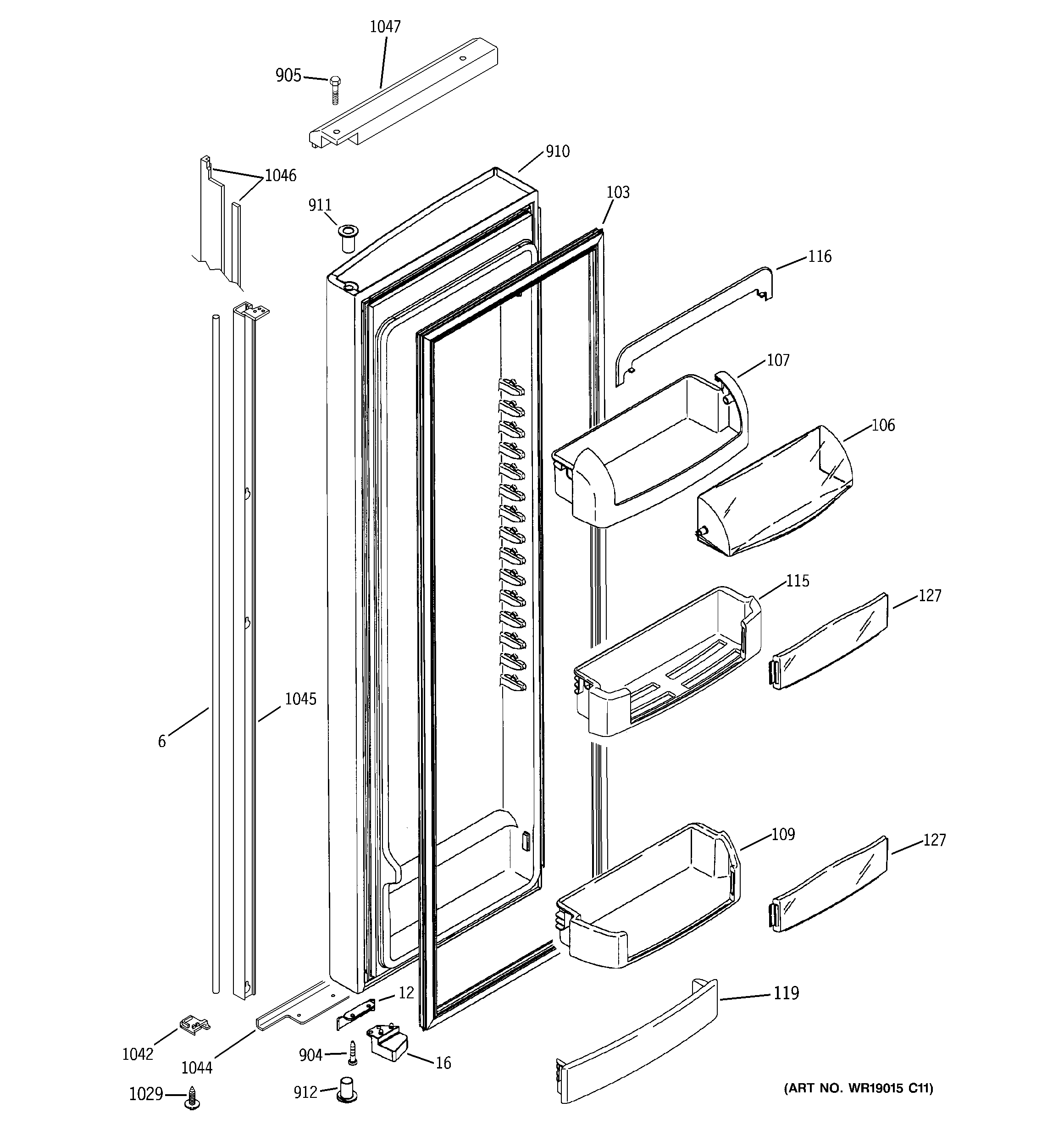 GE GIE21XGYCFKB fresh food door diagram