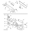 GE GTDL210GD4WW backsplash, blower & motor assembly diagram