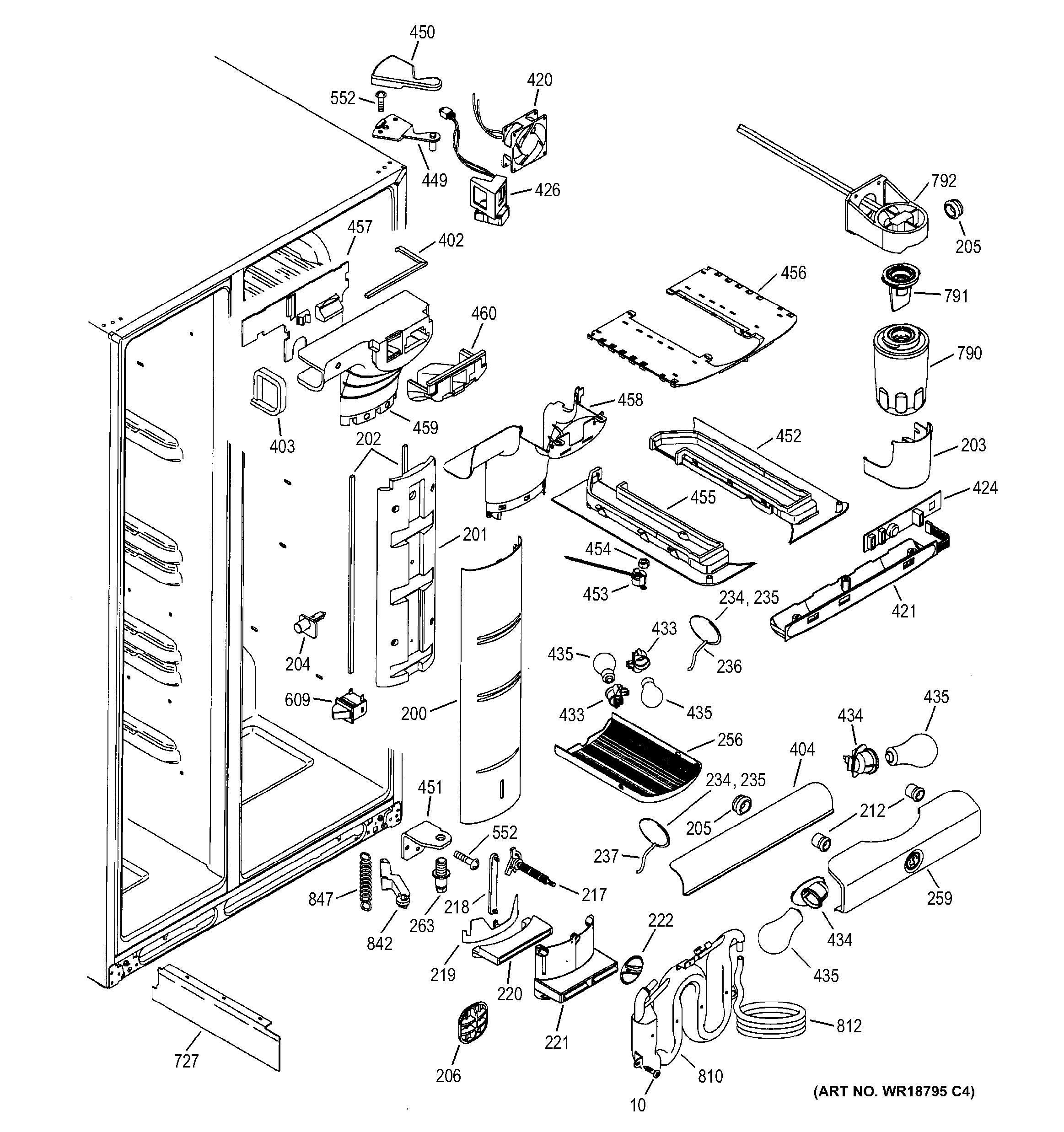 GE PSI23SGMBFBS fresh food section diagram