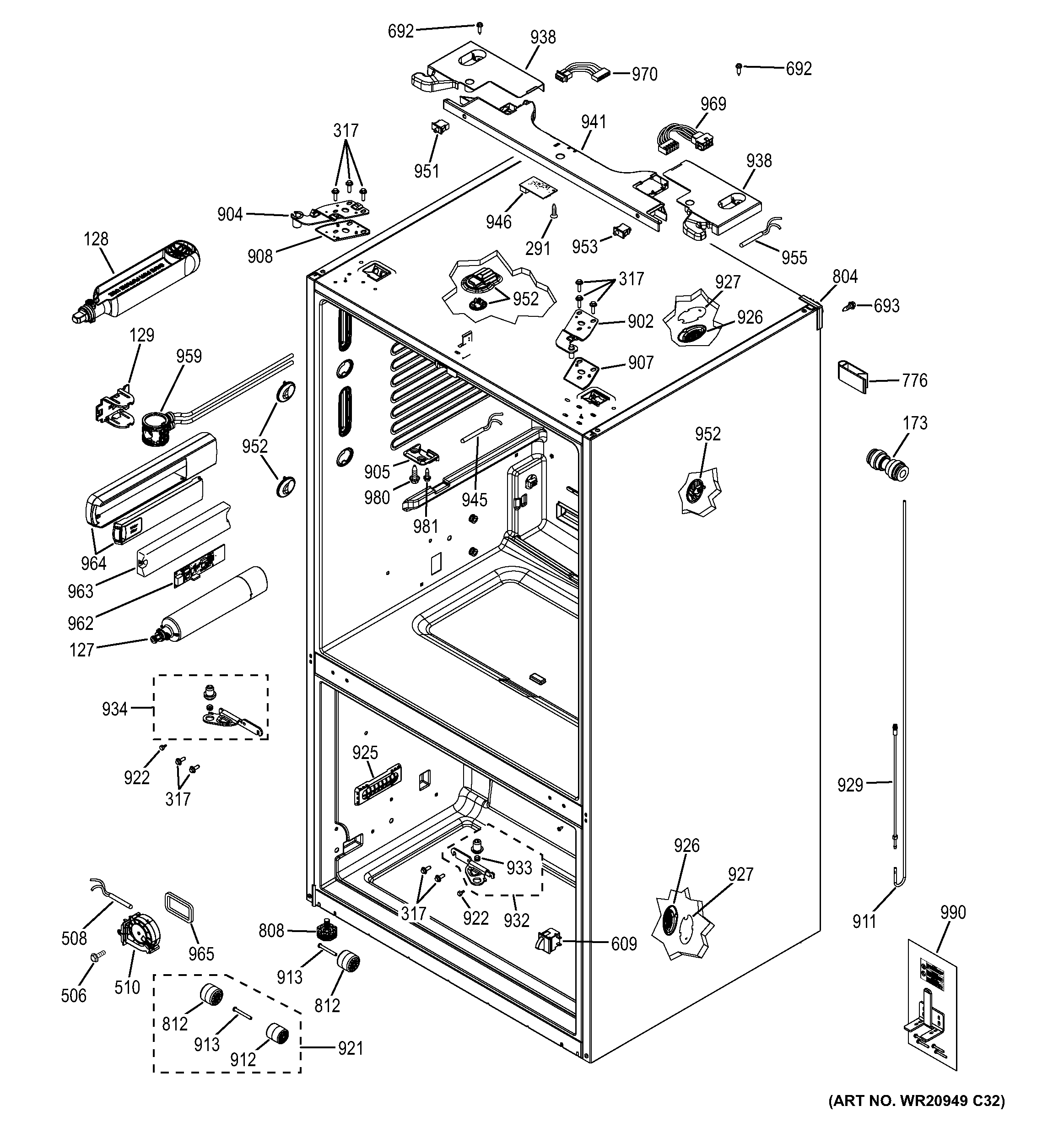 GE GYE22KSHDSS case parts diagram