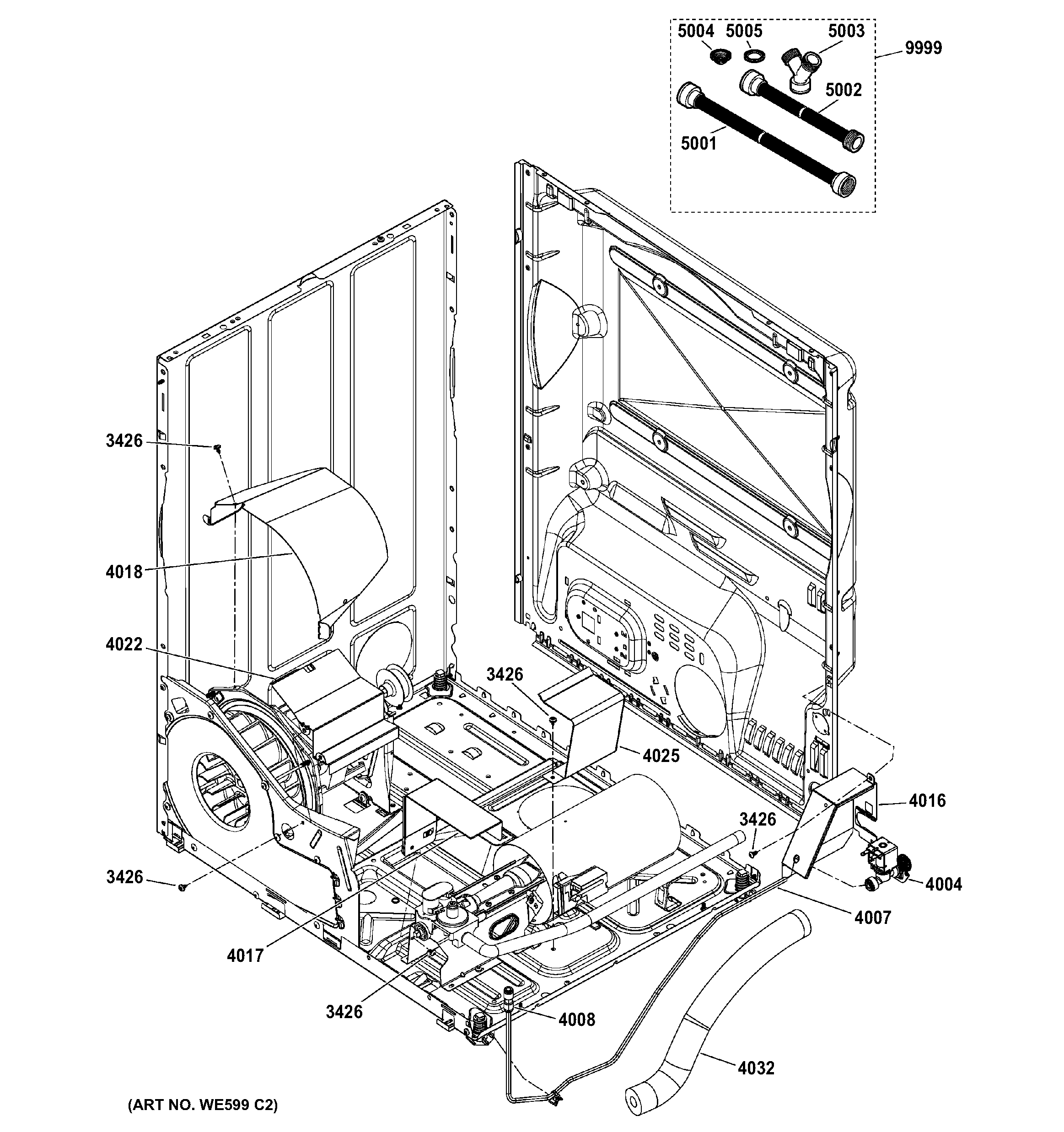 GE GTDS560GF0WS shields & water parts diagram