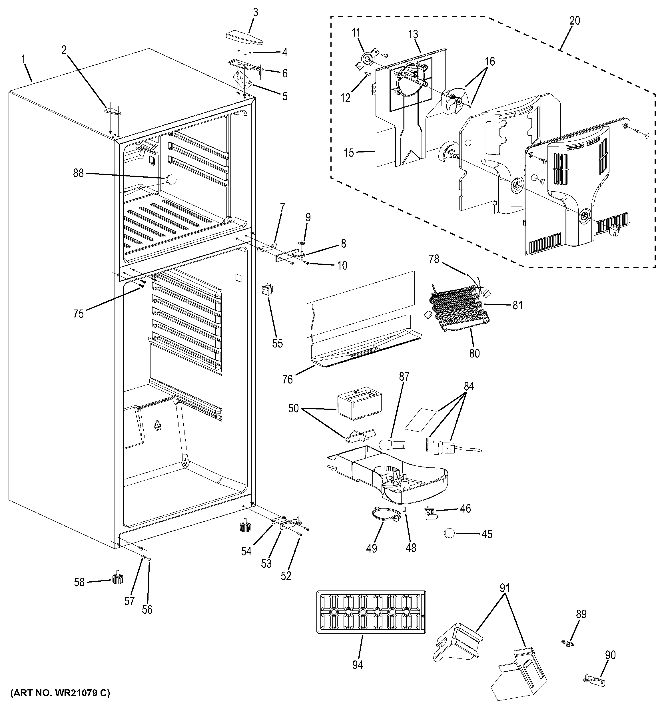 GE GPS12FGHBBB cabinet diagram