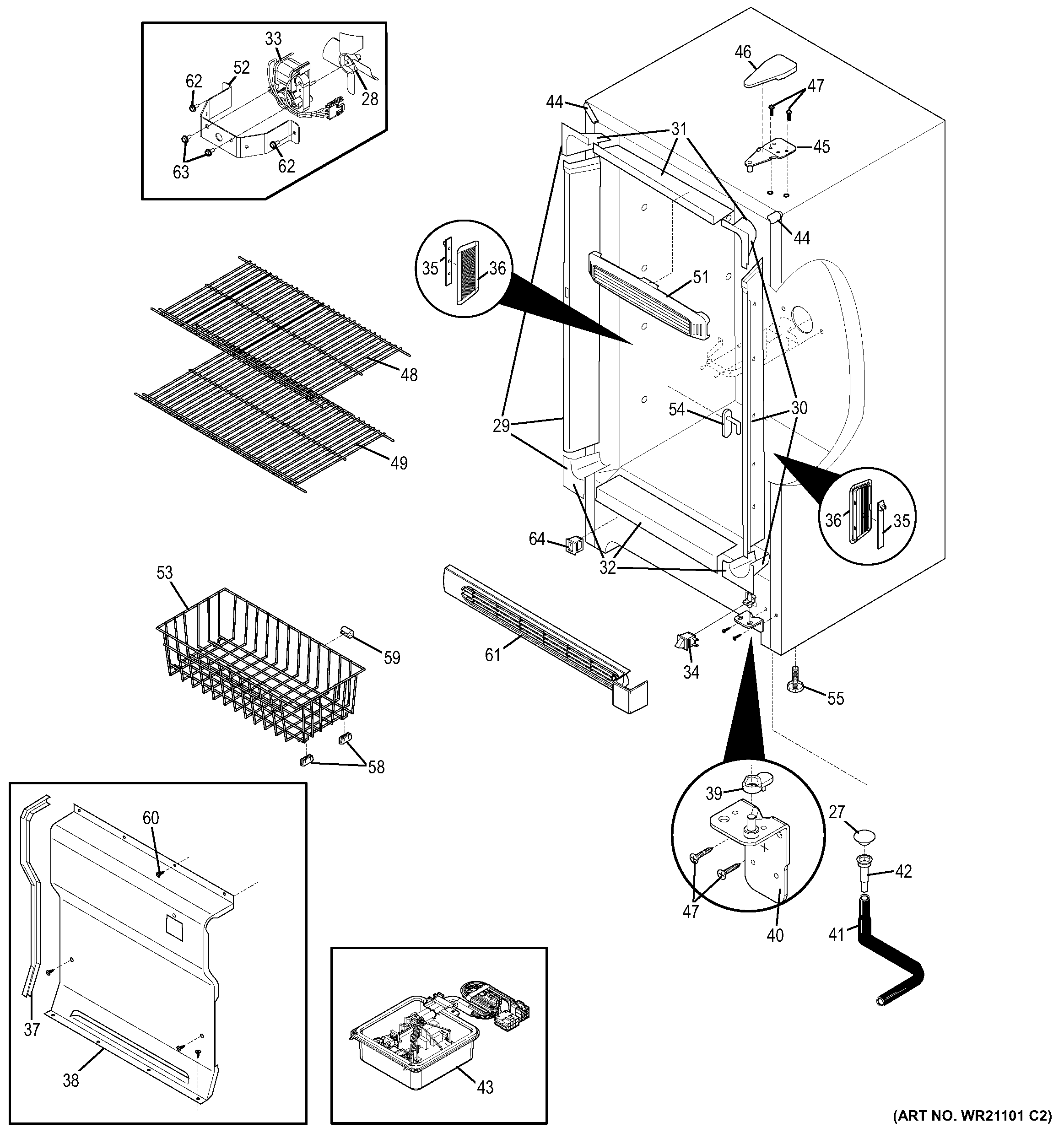 GE FUF17DHRBWW cabinet diagram