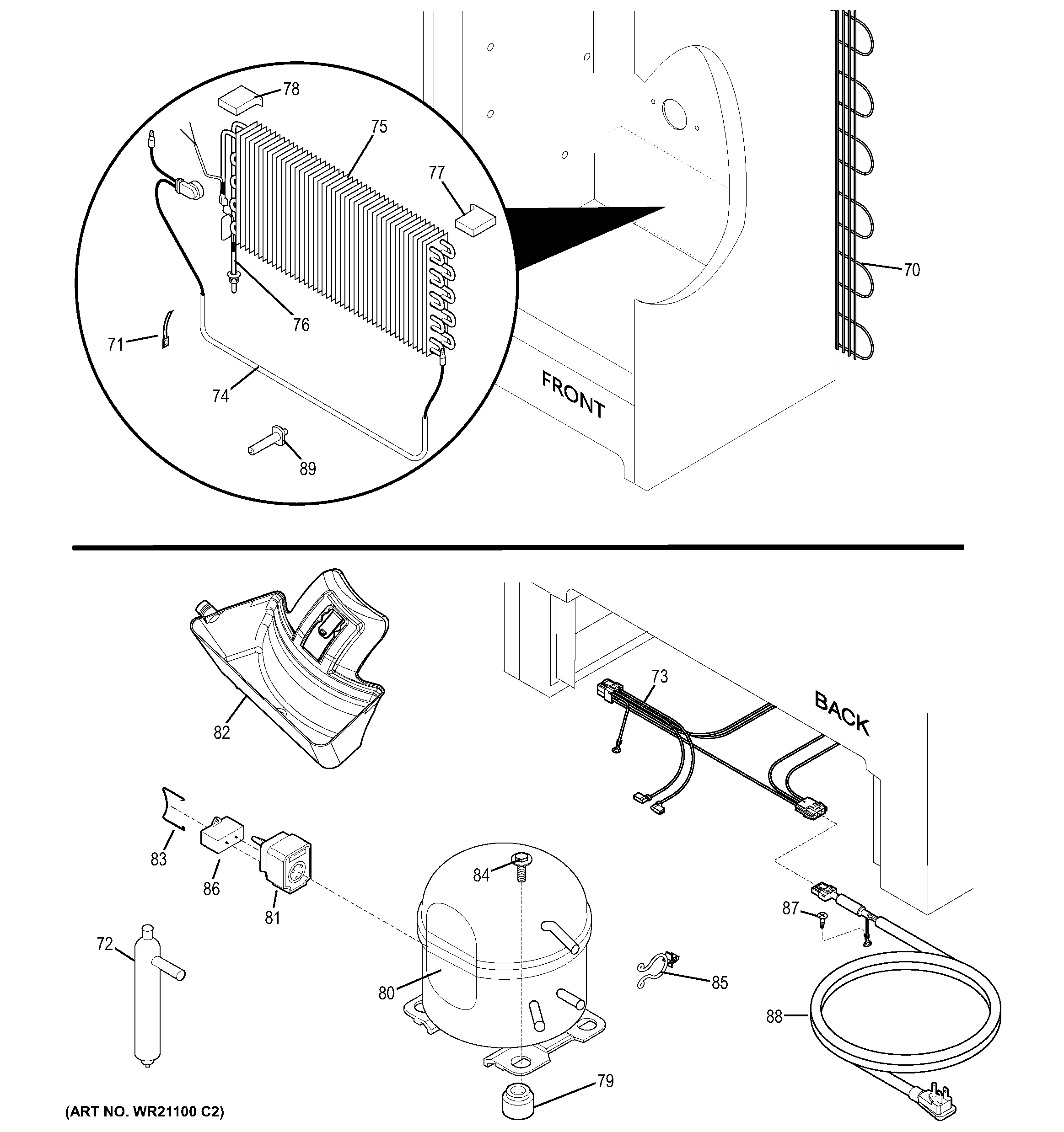GE FUF20DHRBWW machine compartment diagram