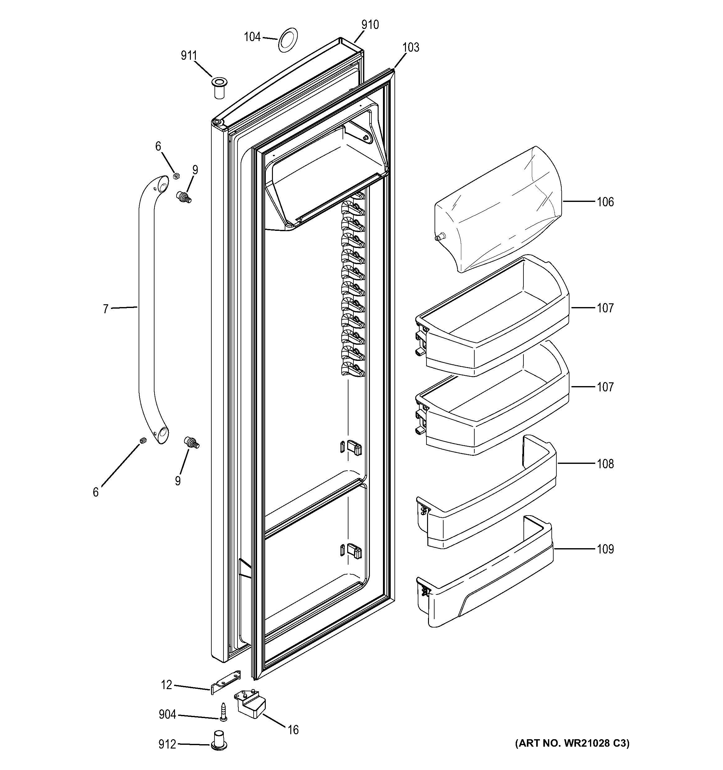 GE GSS25CSHBCSS fresh food door diagram