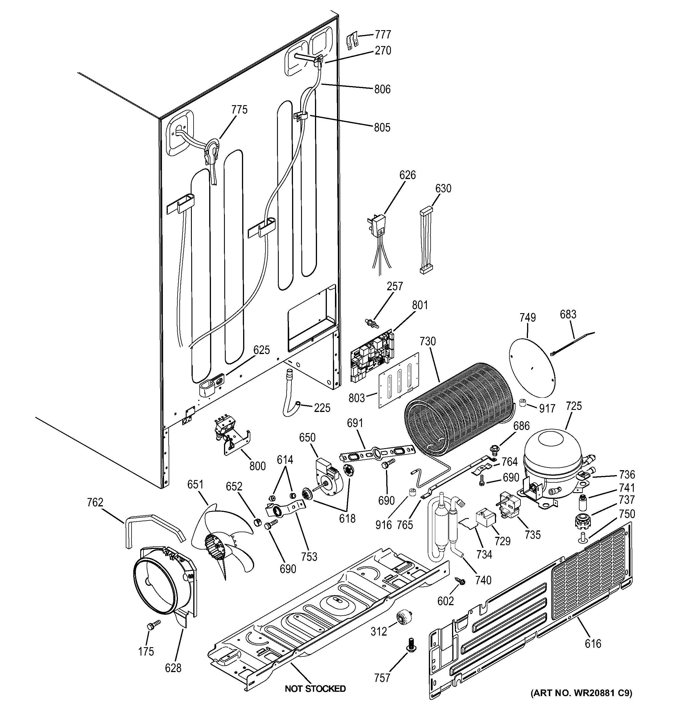 GE GSS25CSHBCSS machine compartment diagram