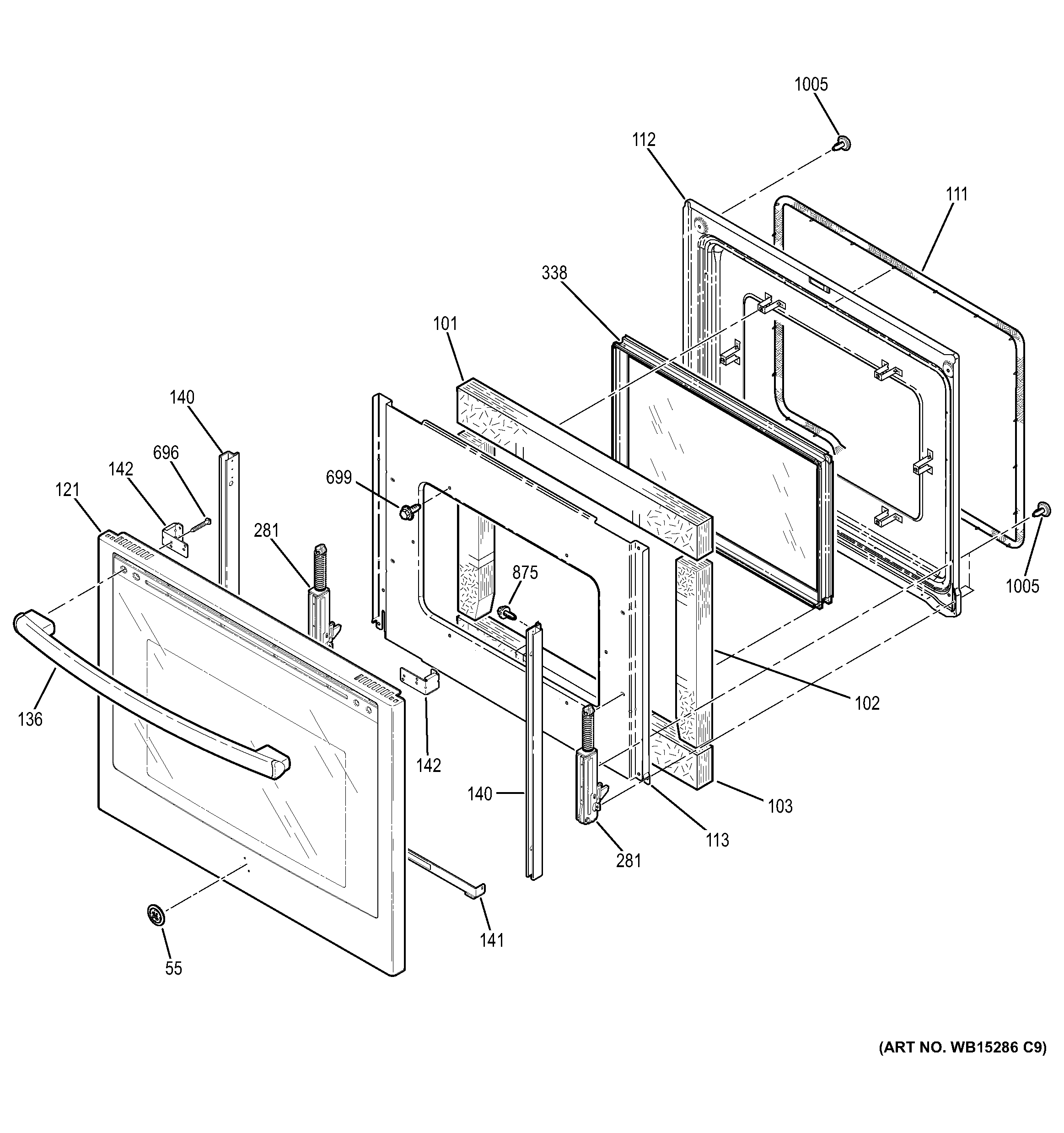 GE JB350RF2SS door diagram