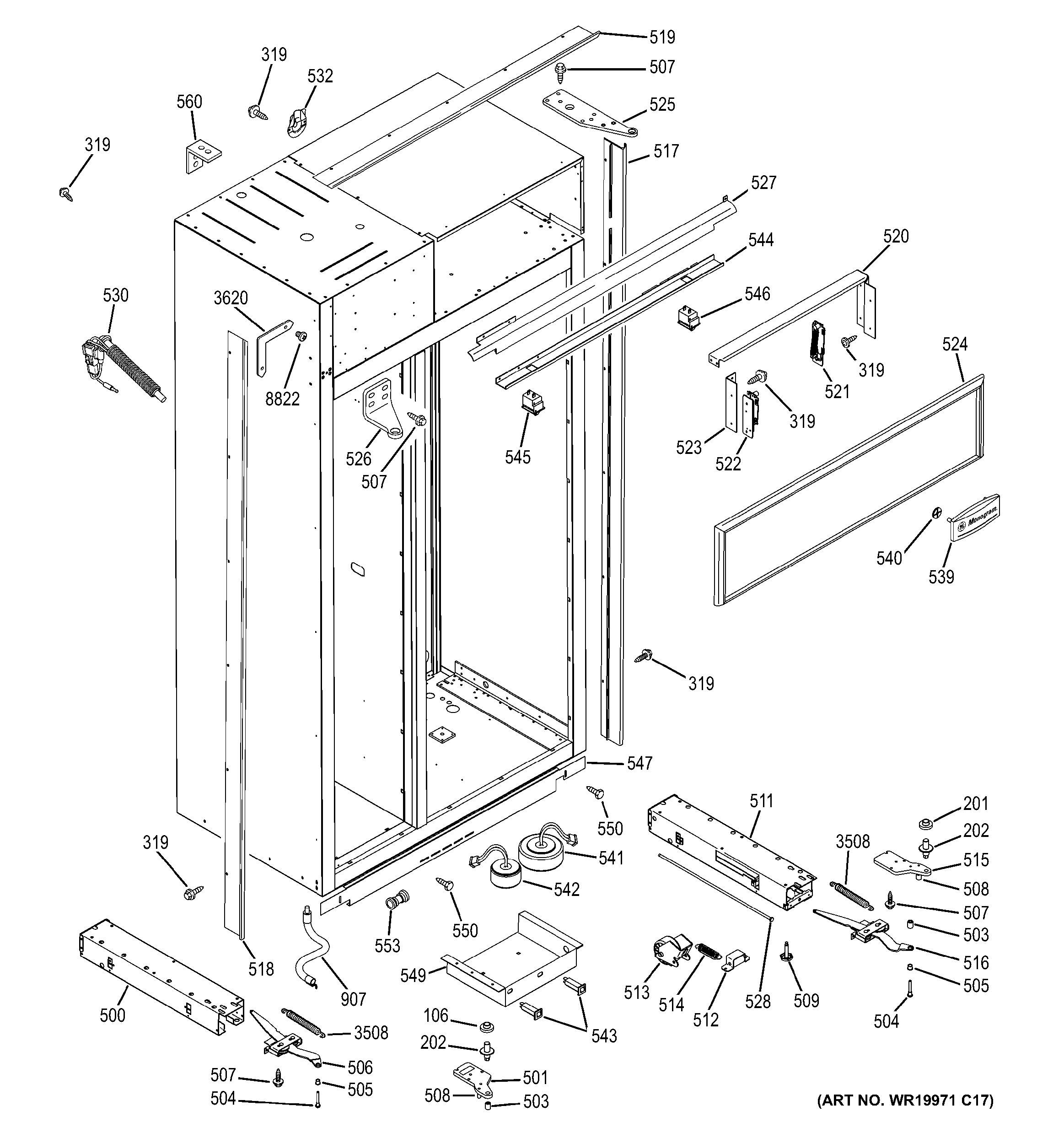 GE ZISS360DRGSS case parts diagram