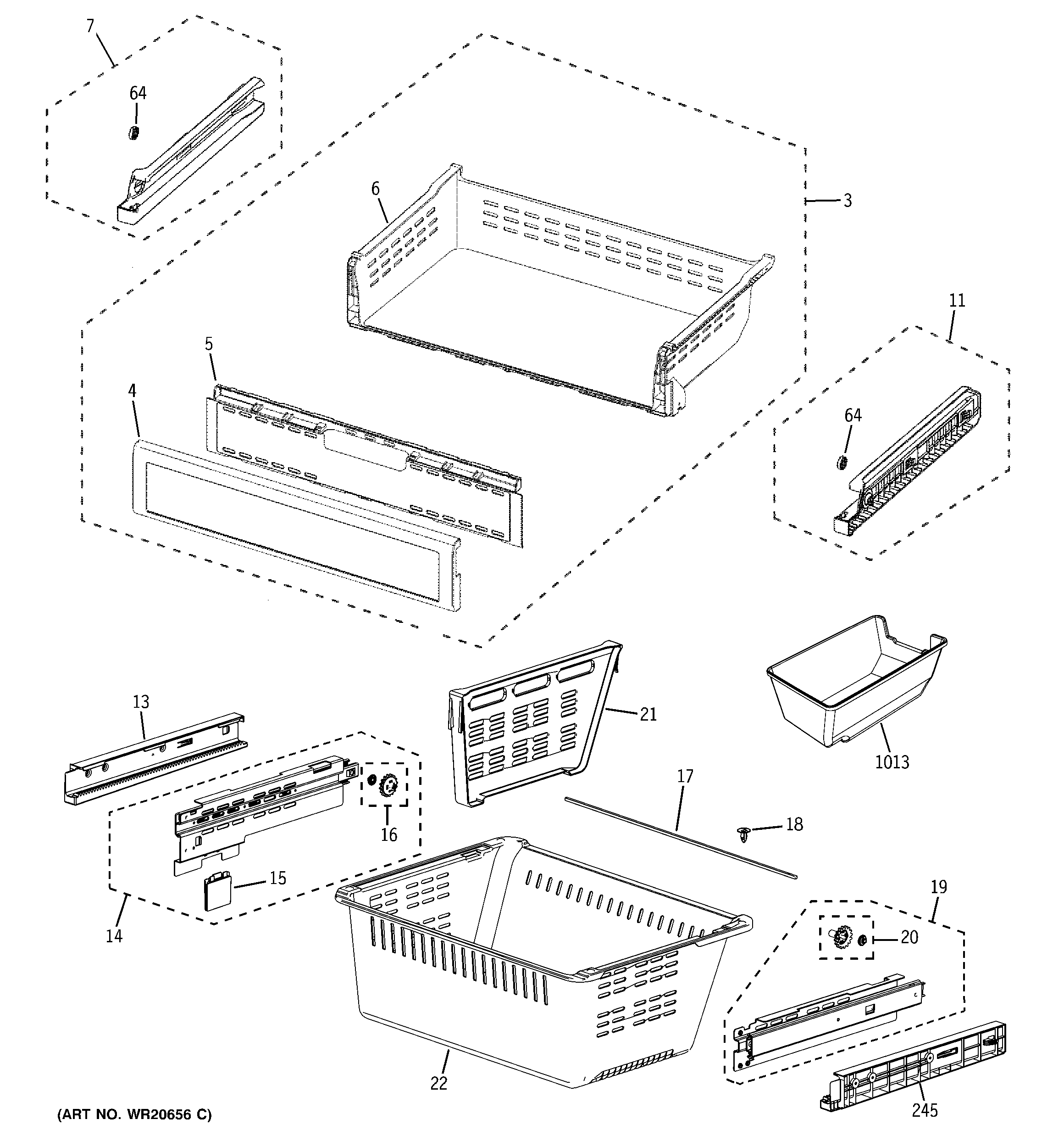 GE PFSS9PKYBSS freezer shelves diagram