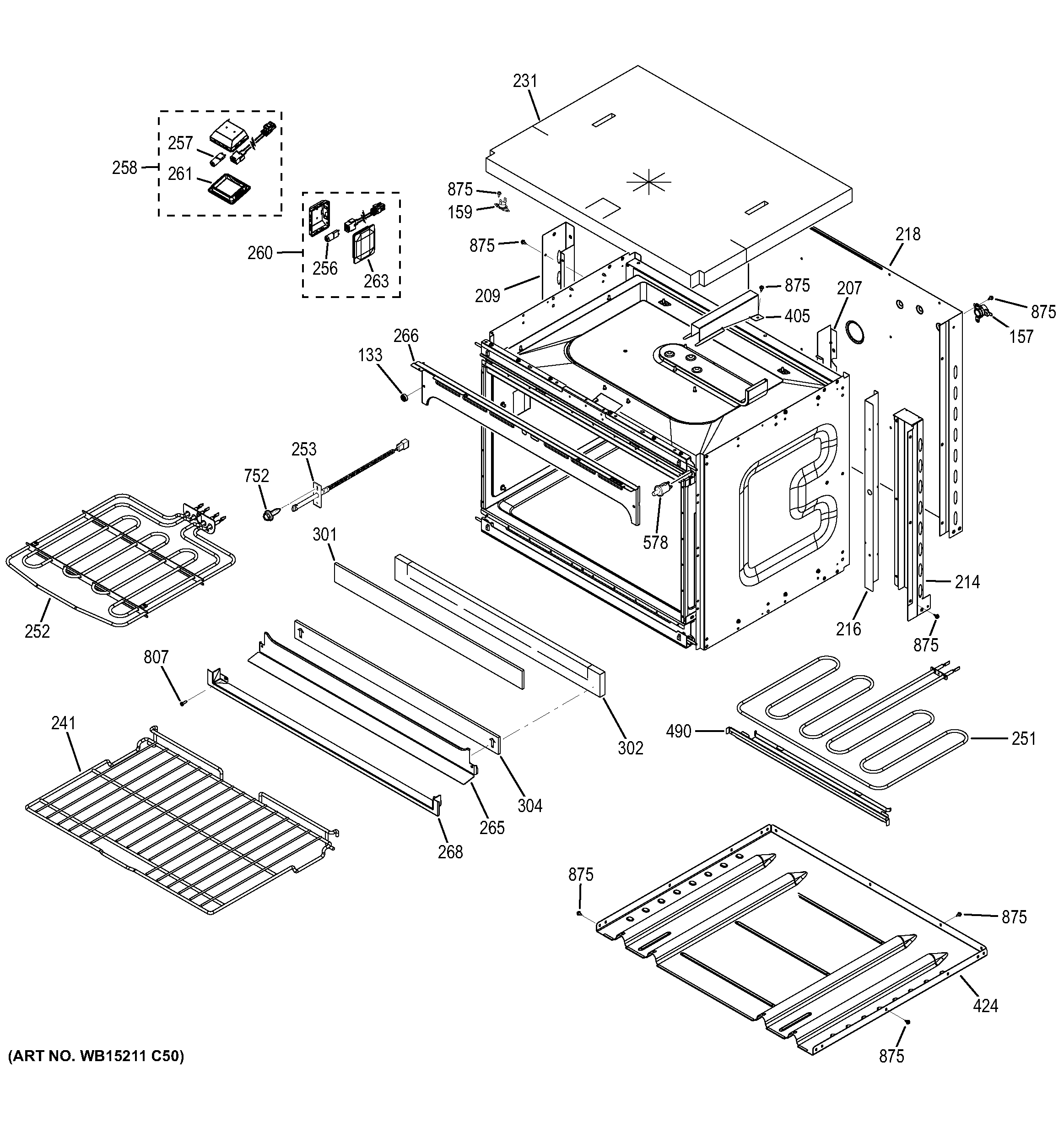 GE JK5500DF1WW lower oven diagram