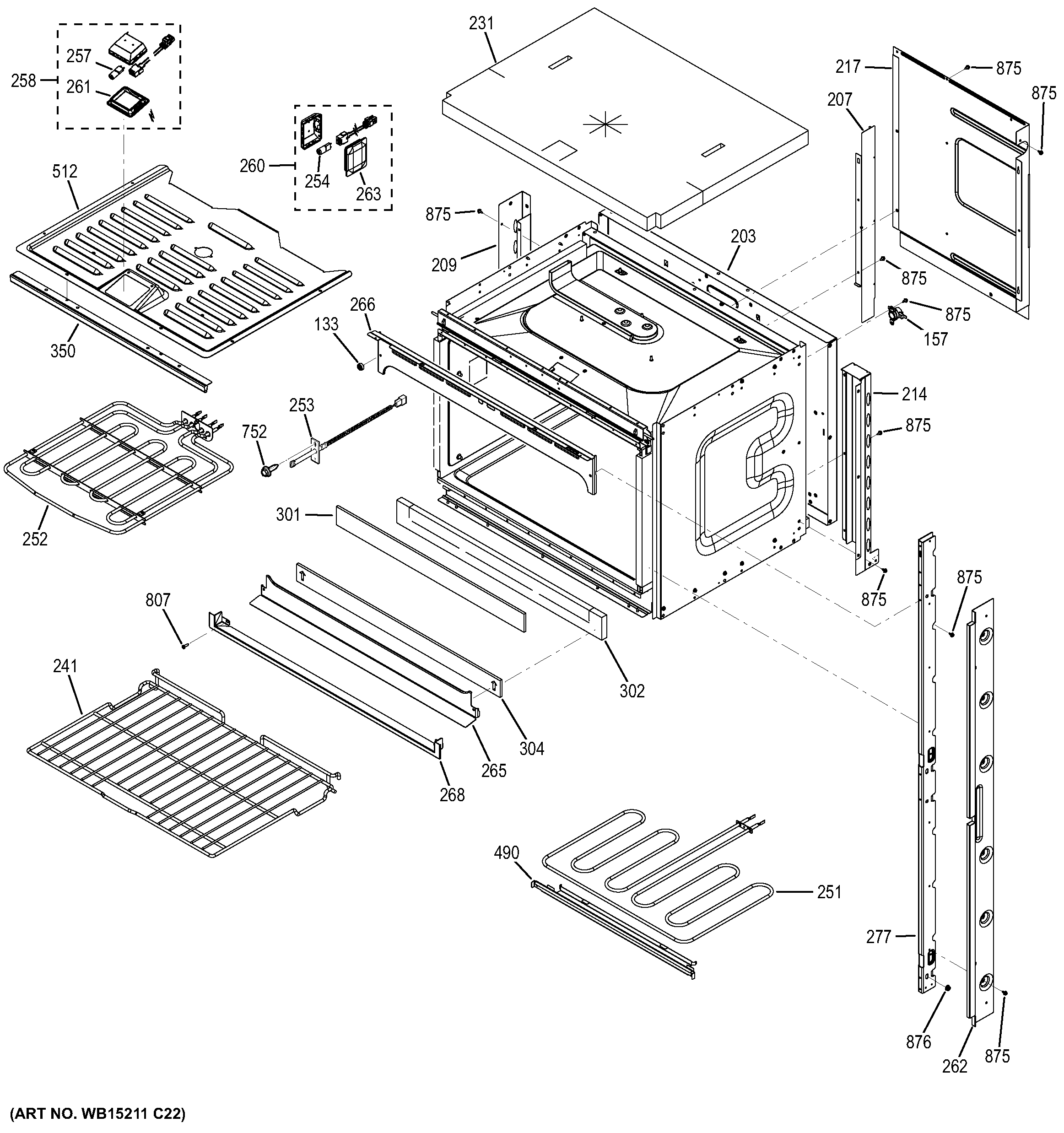 GE JT5500DF1WW upper oven diagram