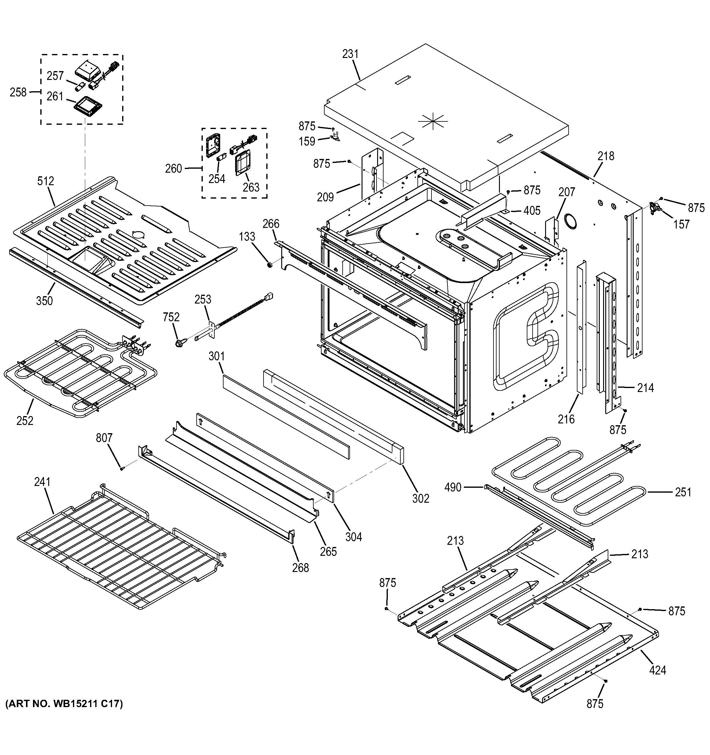 GE JT5500DF1WW lower oven diagram