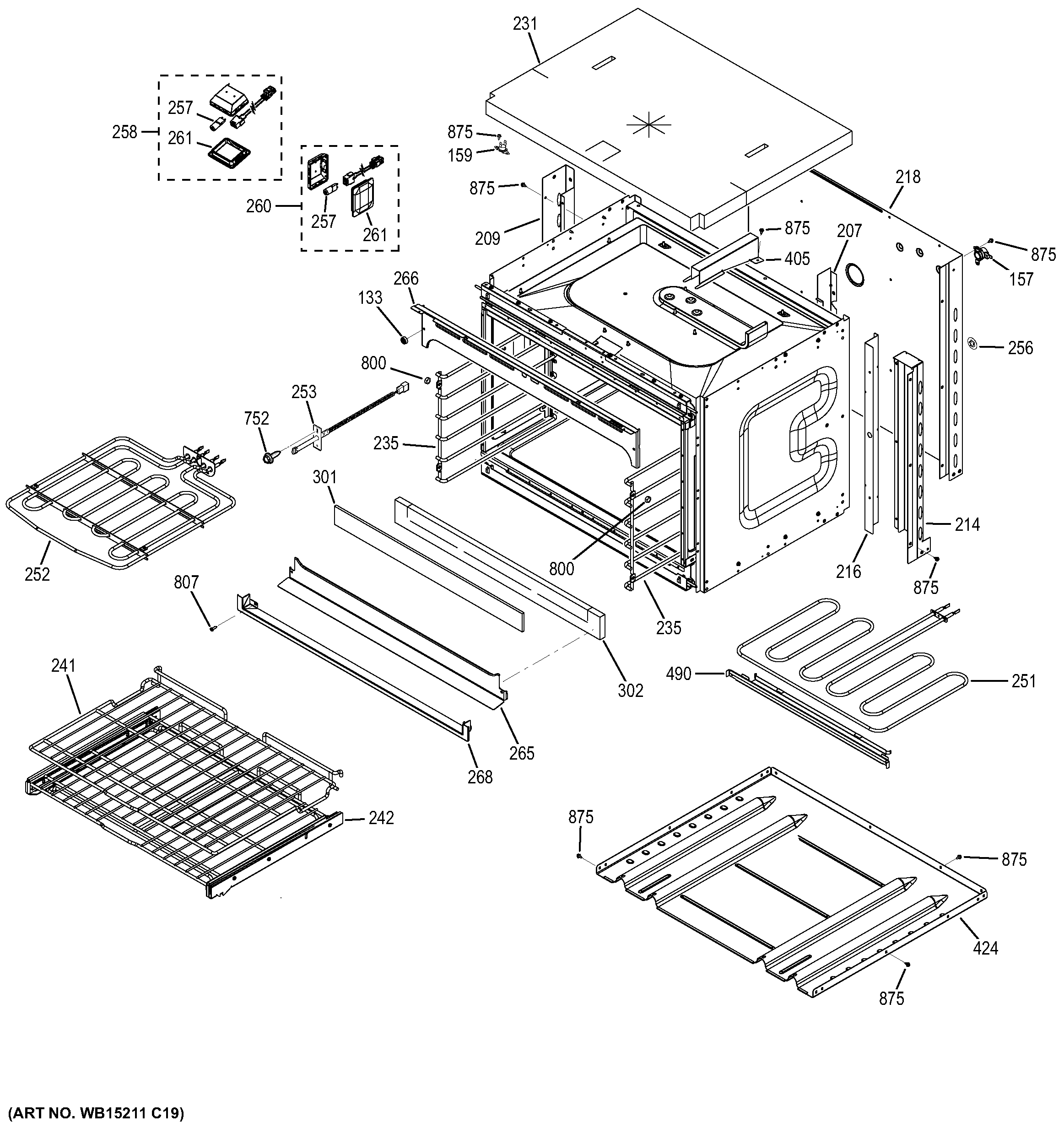 GE PK7500DF1WW lower oven diagram