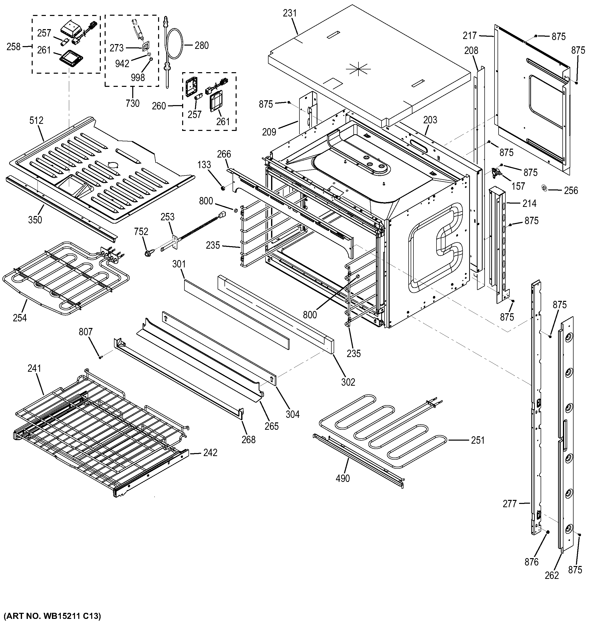 GE PT7550DF1BB upper oven diagram