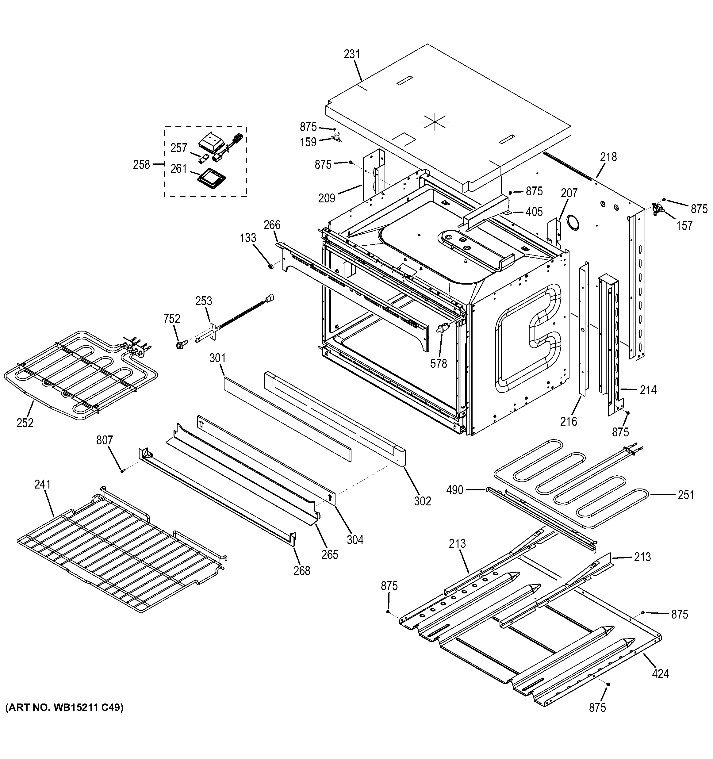 GE JT3500SF1SS lower oven diagram