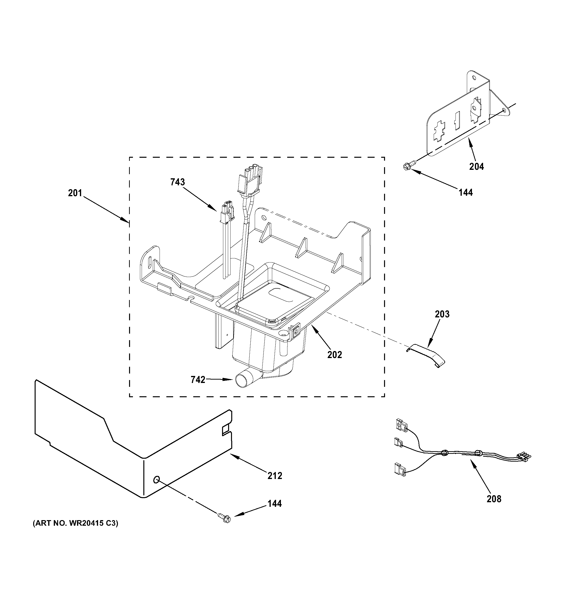 GE ZDIC150WWWB pump parts diagram