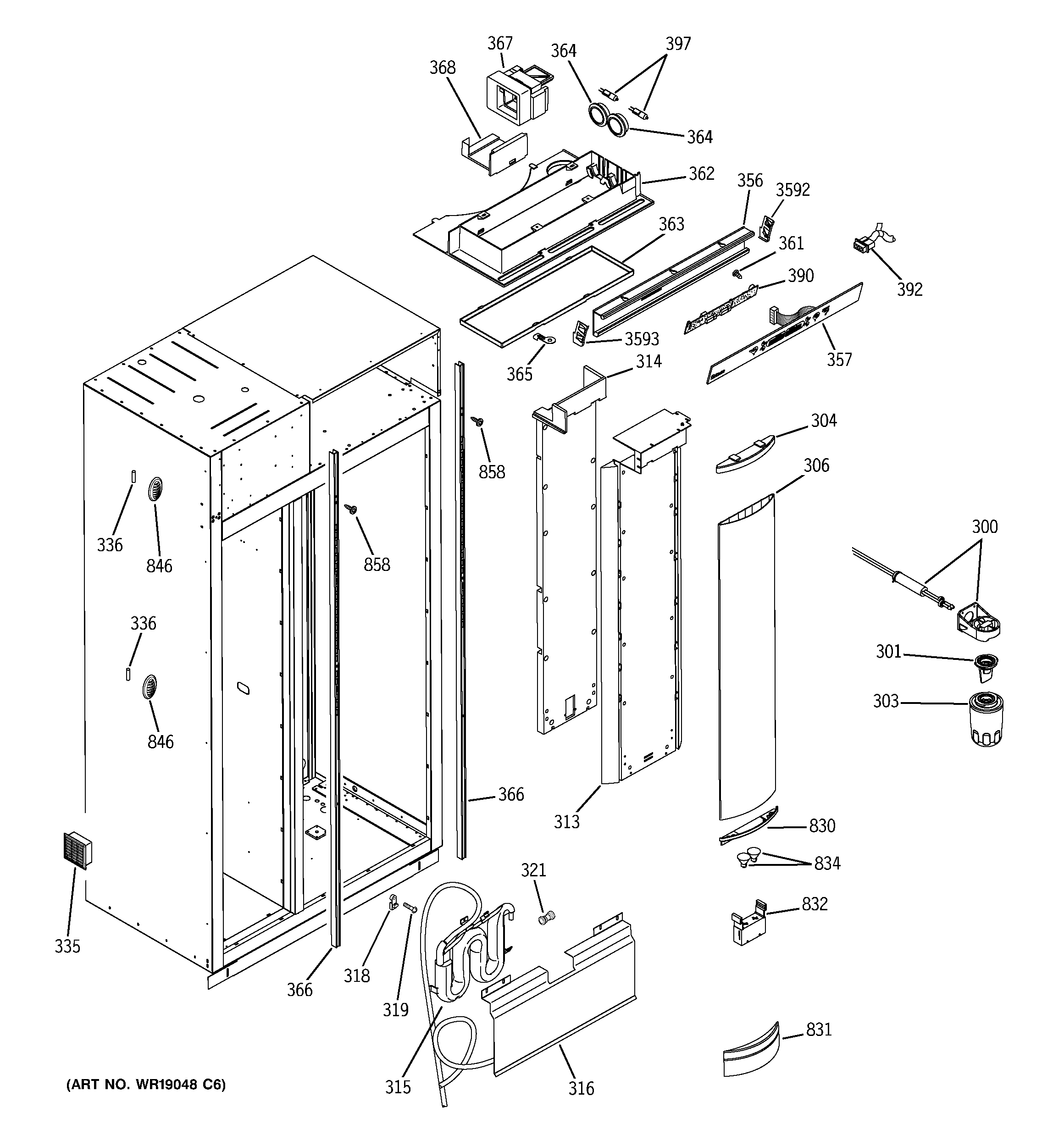GE ZISS480DRKSS fresh food section diagram