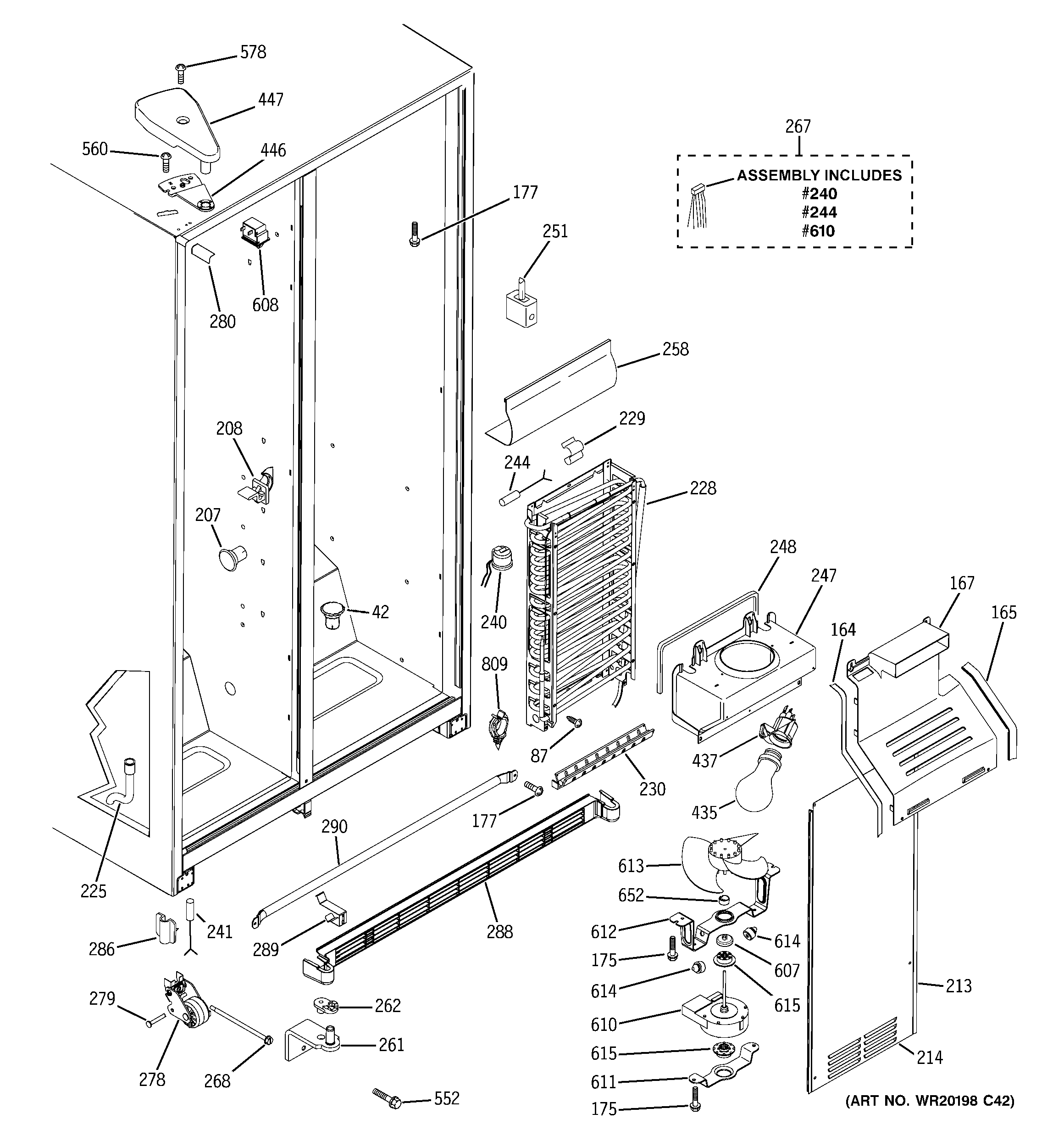 GE GSS20GEWPCC freezer section diagram
