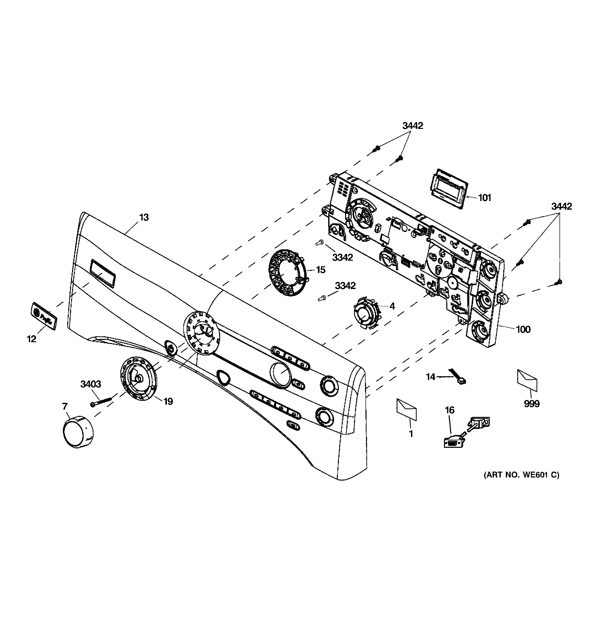 GE PFDS450GL0WW control panel diagram