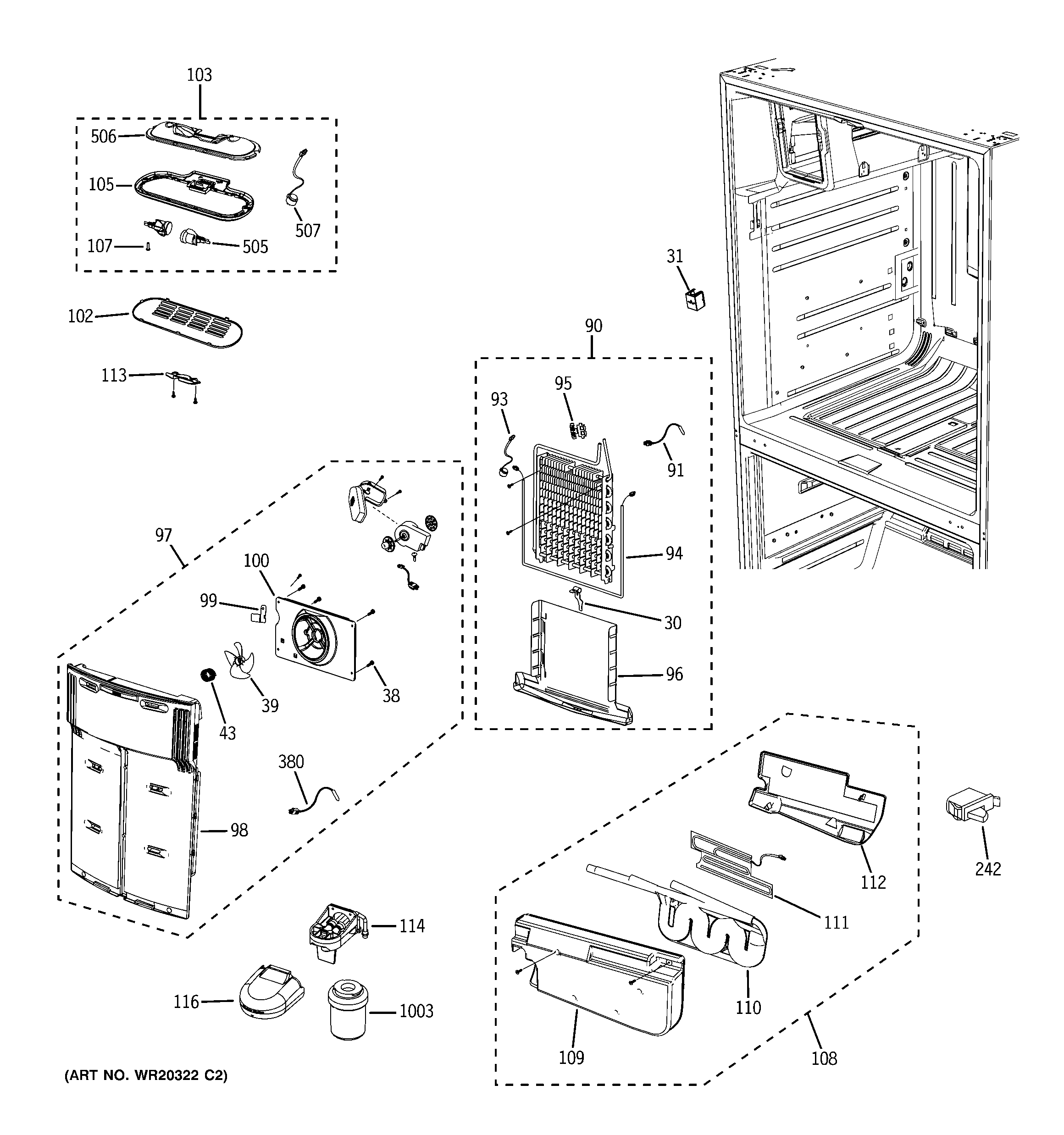 GE GFSS6KKXASS fresh food section diagram