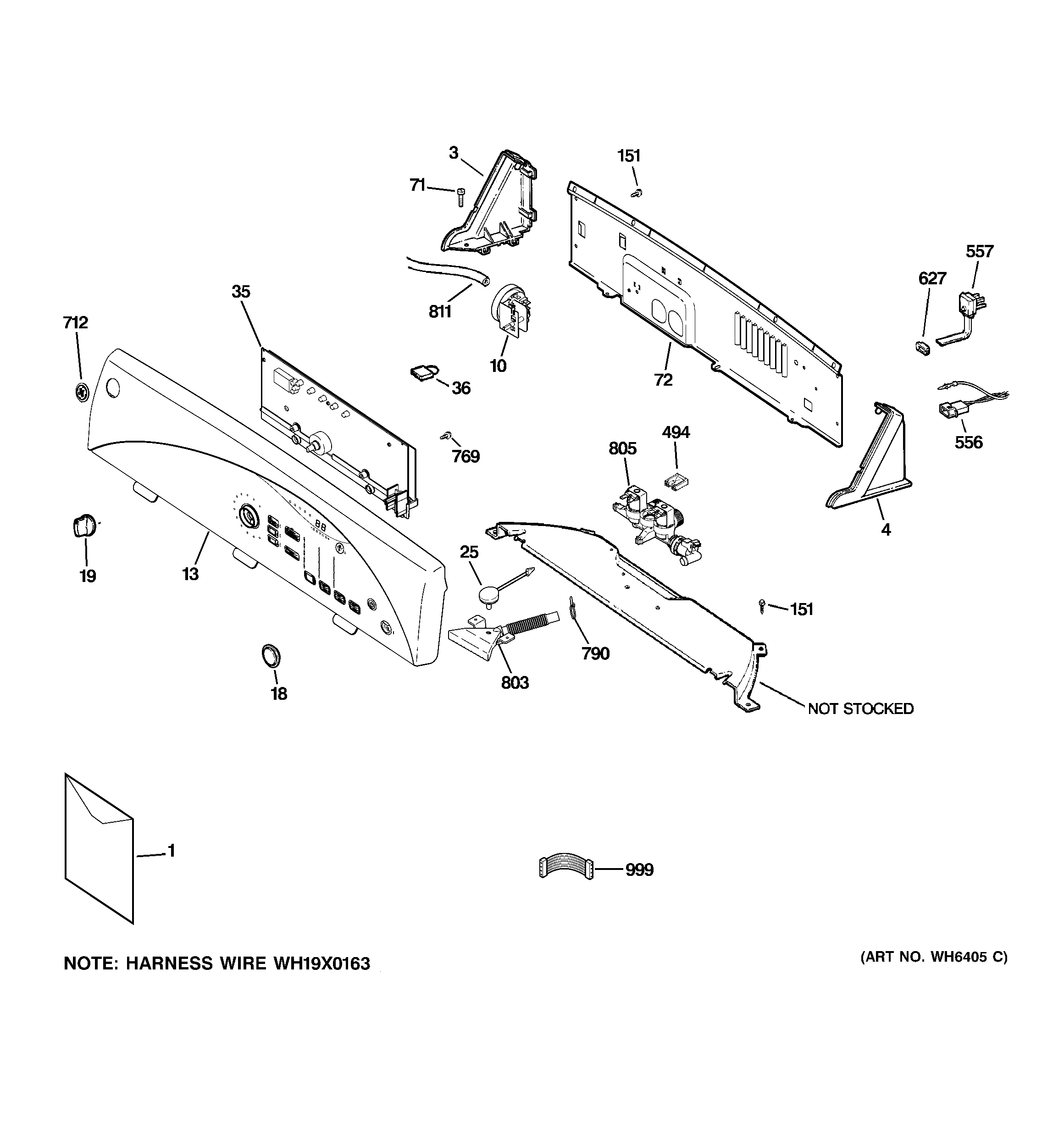 GE GTWP2000F0WW controls & backsplash diagram