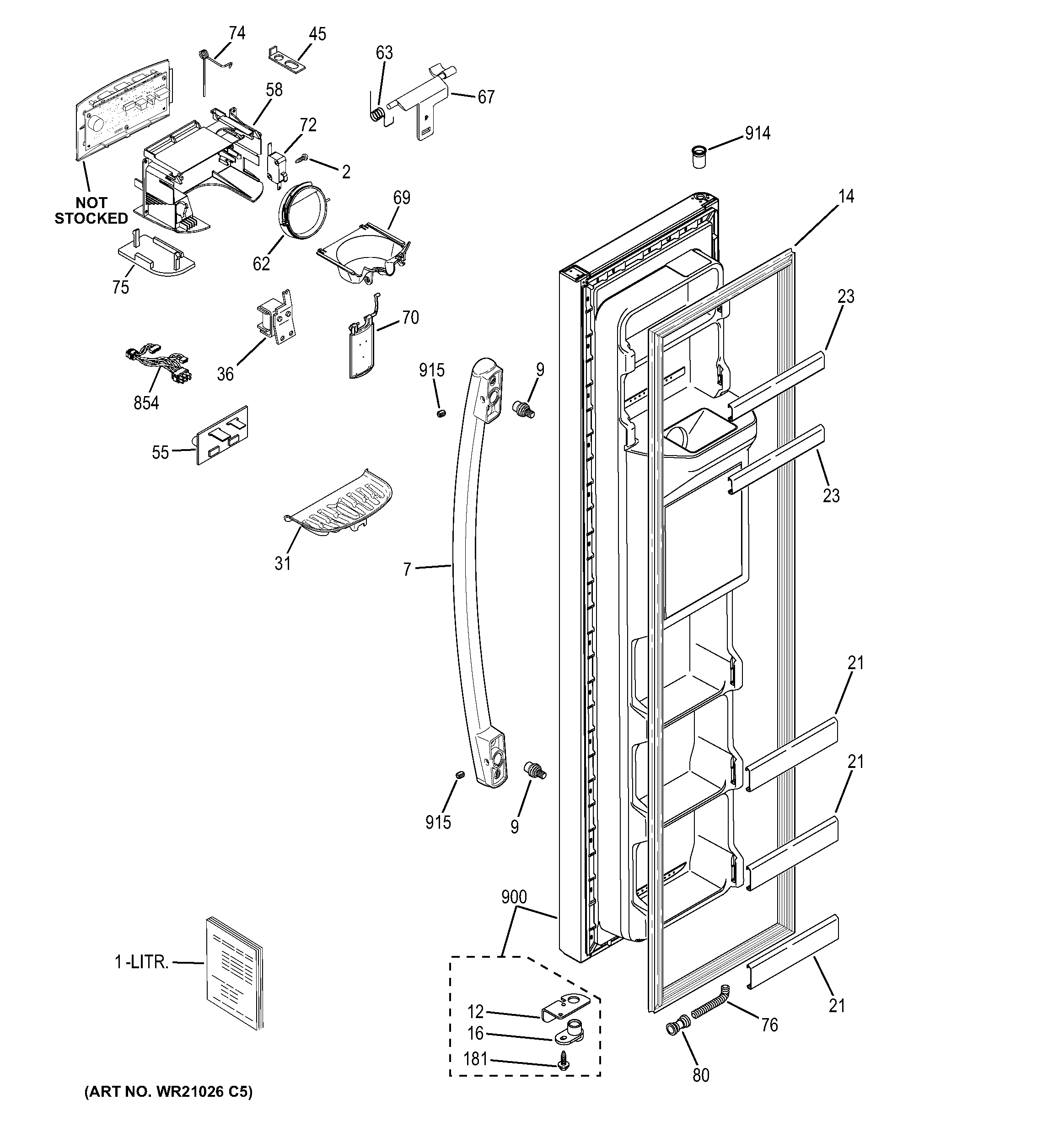 GE GSF25JGDSWW freezer door diagram