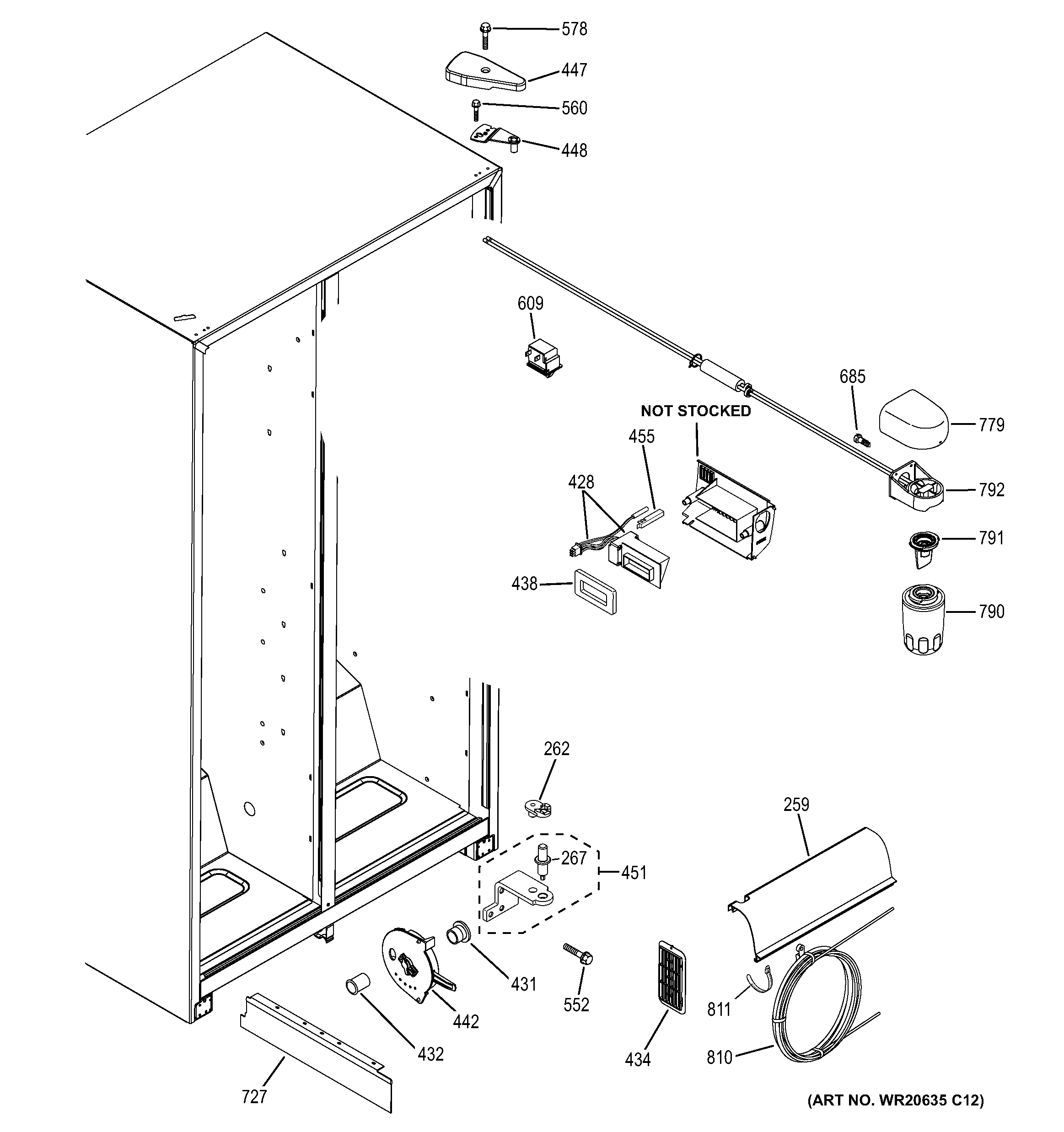 GE GSF25JGDSWW fresh food section diagram