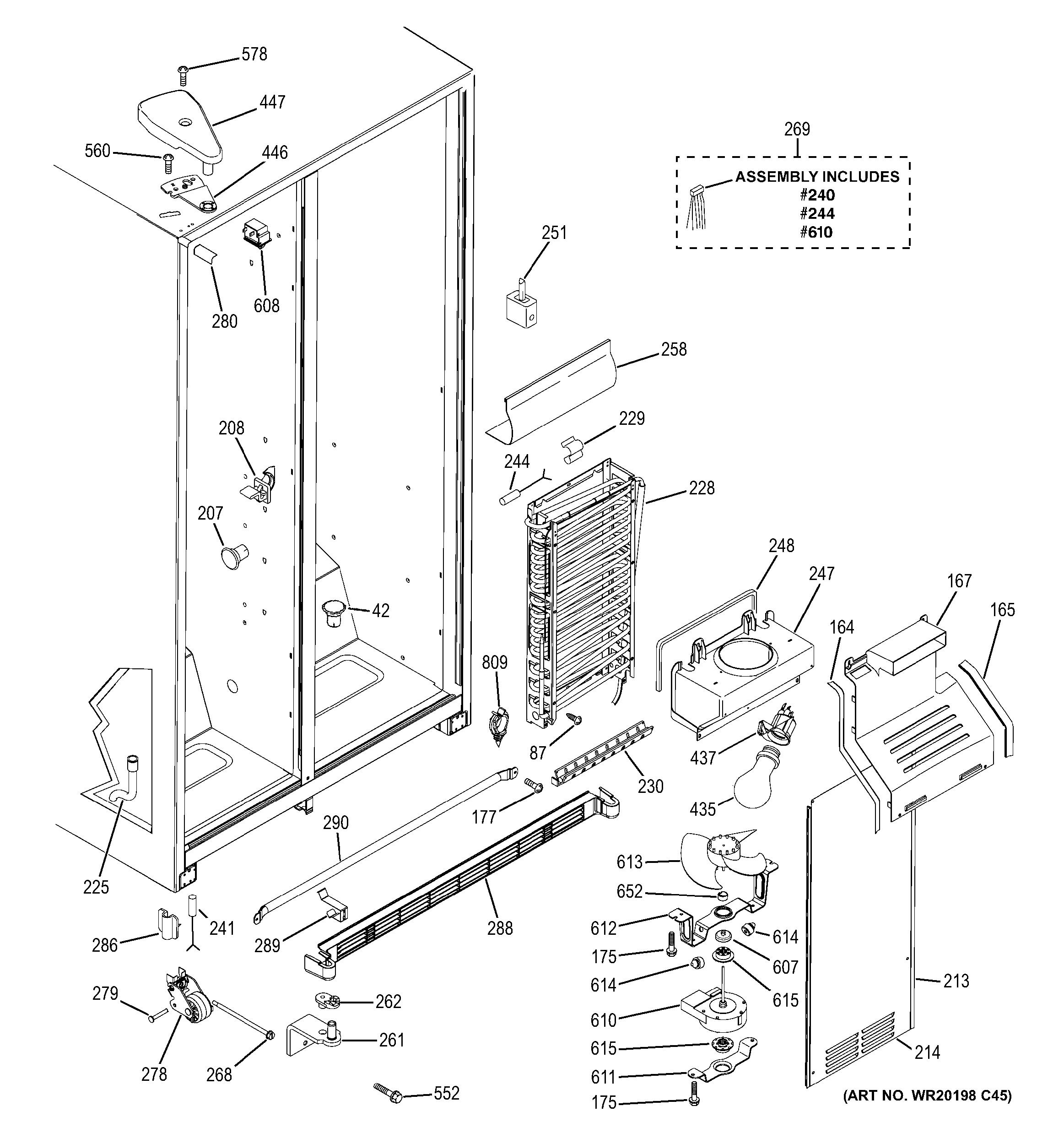 GE GSS20GEWTBB freezer section diagram