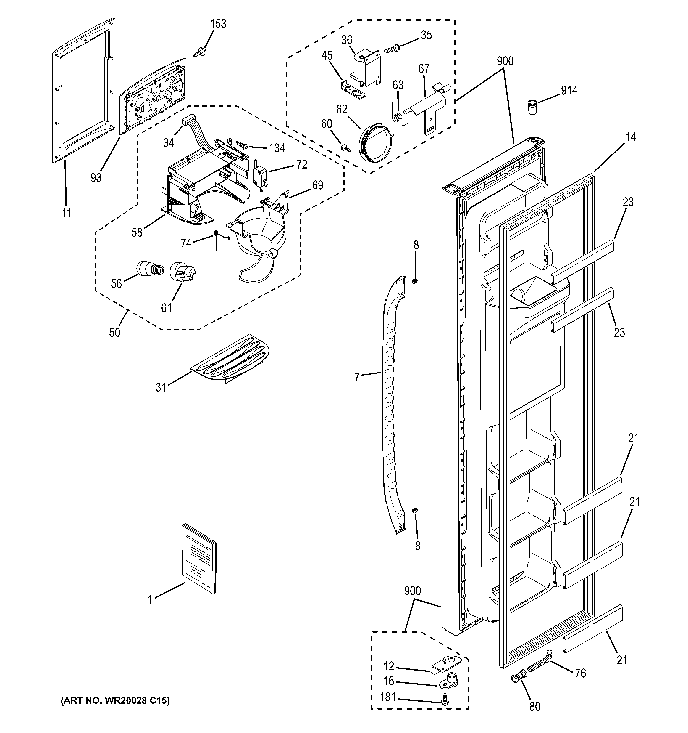 GE GSS20GSDTSS freezer door diagram