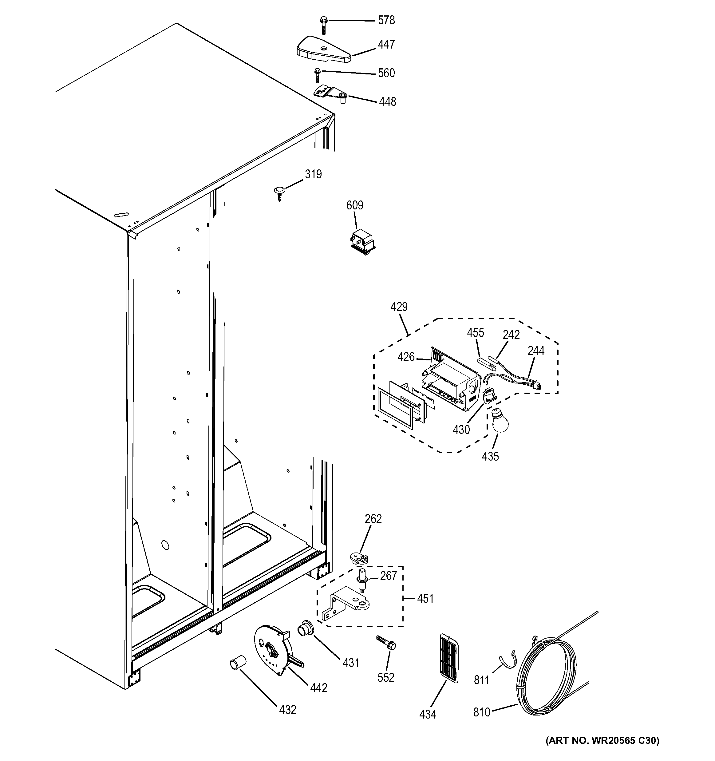 GE GSS20GSDTSS fresh food section diagram