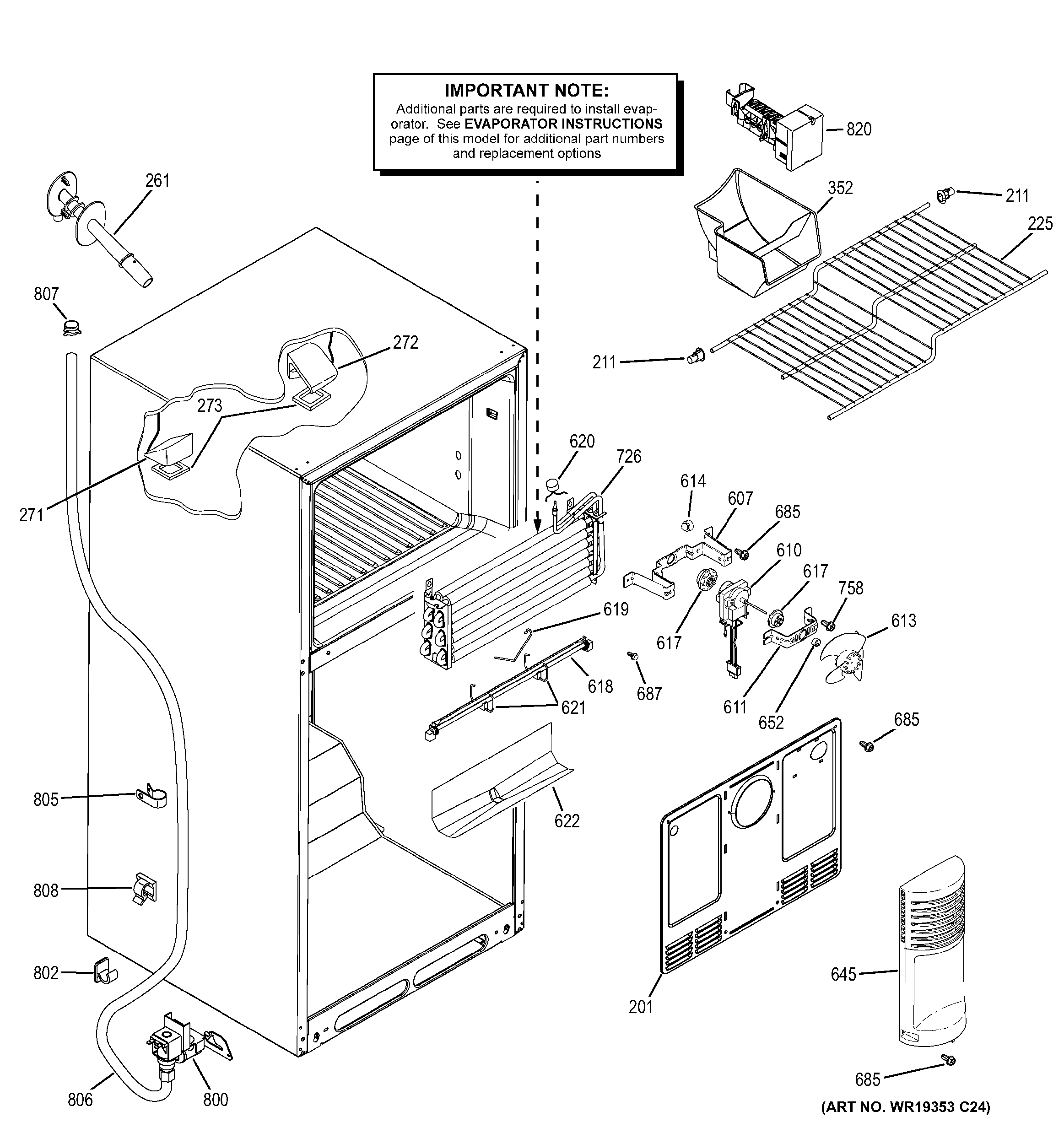 GE GTH18ECELRWW freezer section diagram