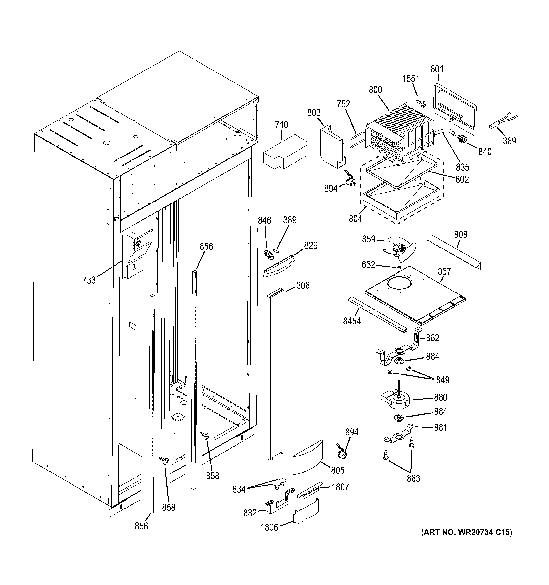 GE ZISP420DXASS freezer section diagram