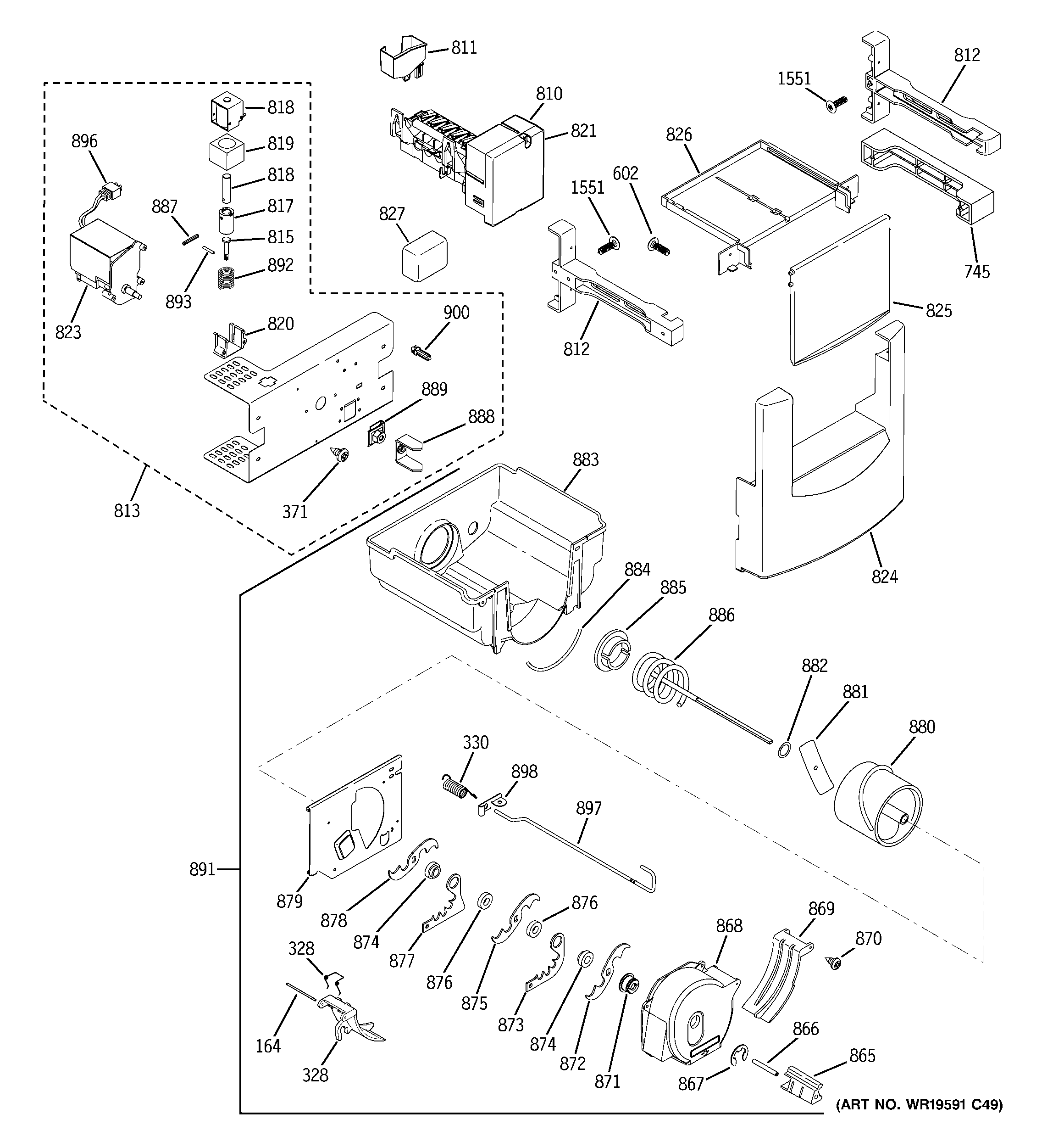 GE ZISP420DXASS ice maker & dispenser diagram