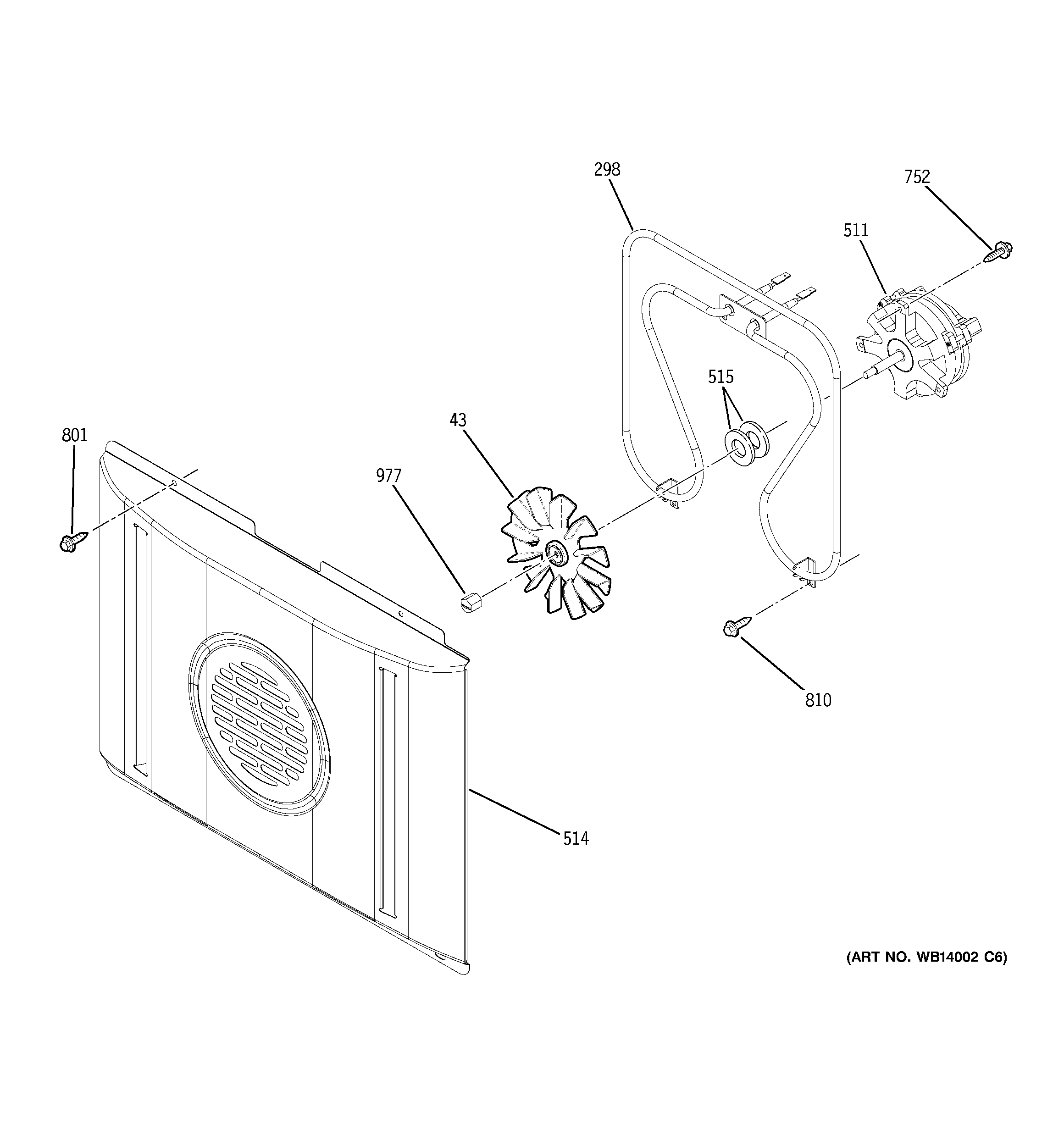 GE PCT916DR2WW convection fan diagram