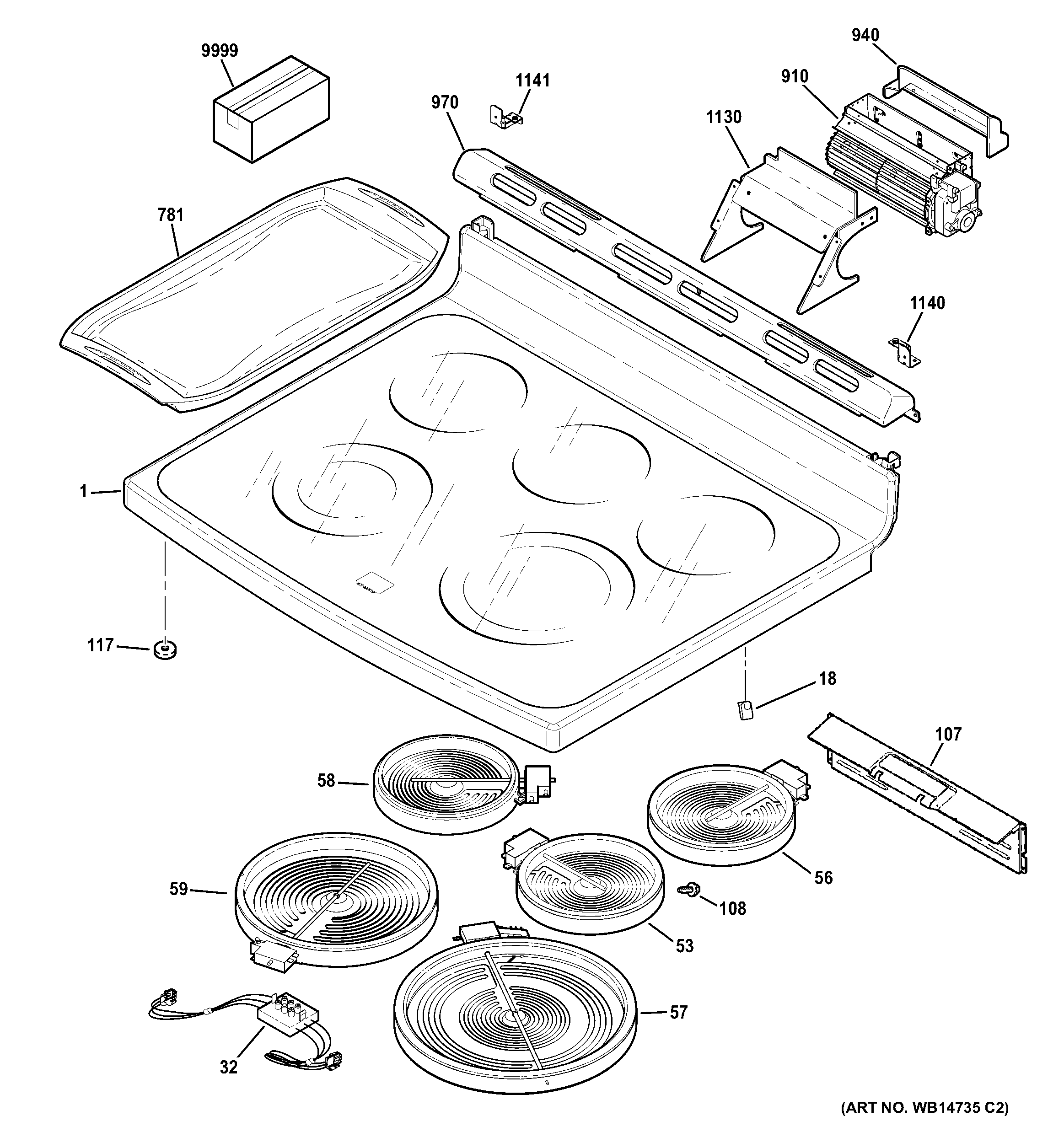 GE CS980ST5SS cooktop diagram