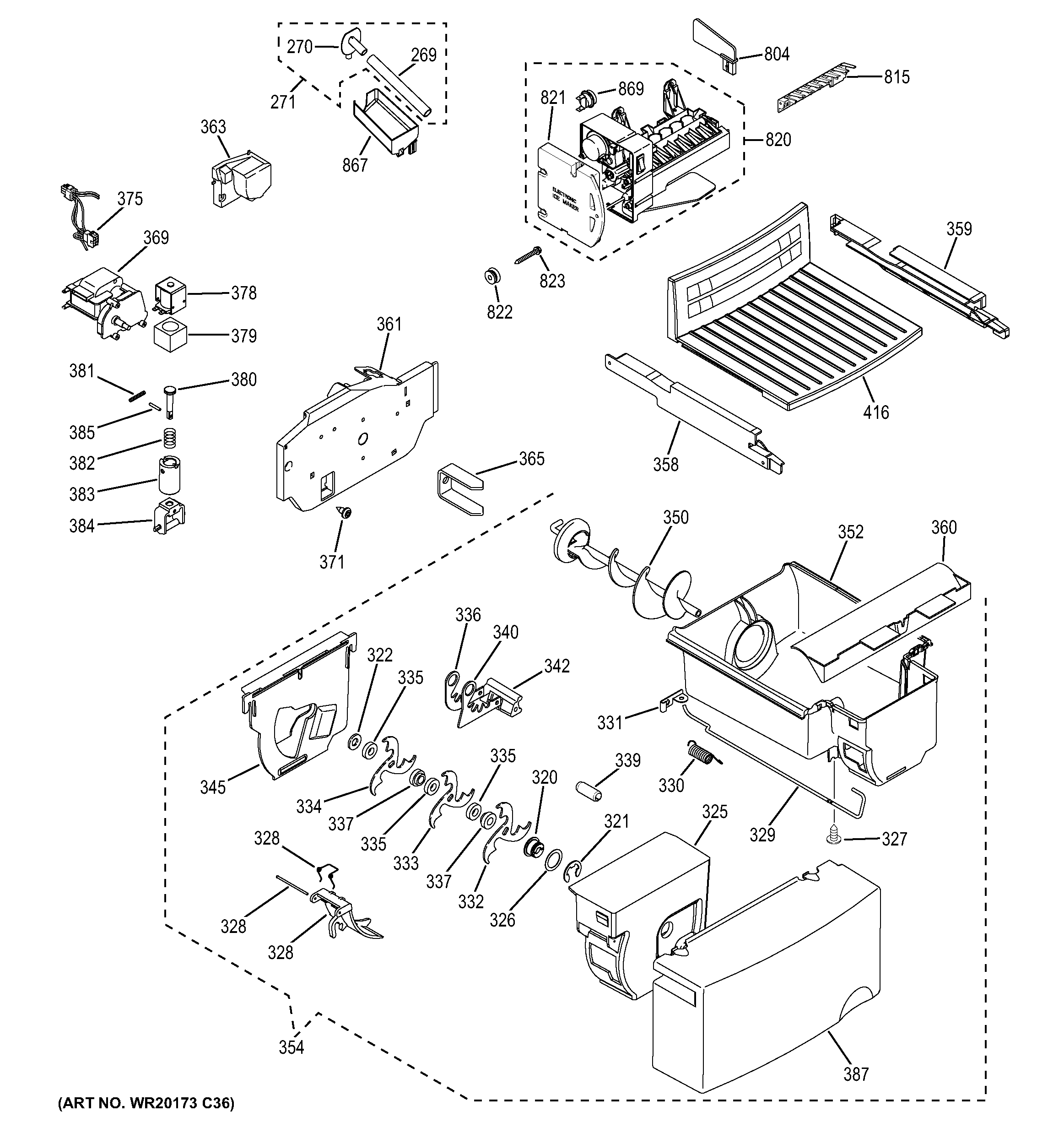 GE GSE22ETHBCC ice maker & dispenser diagram