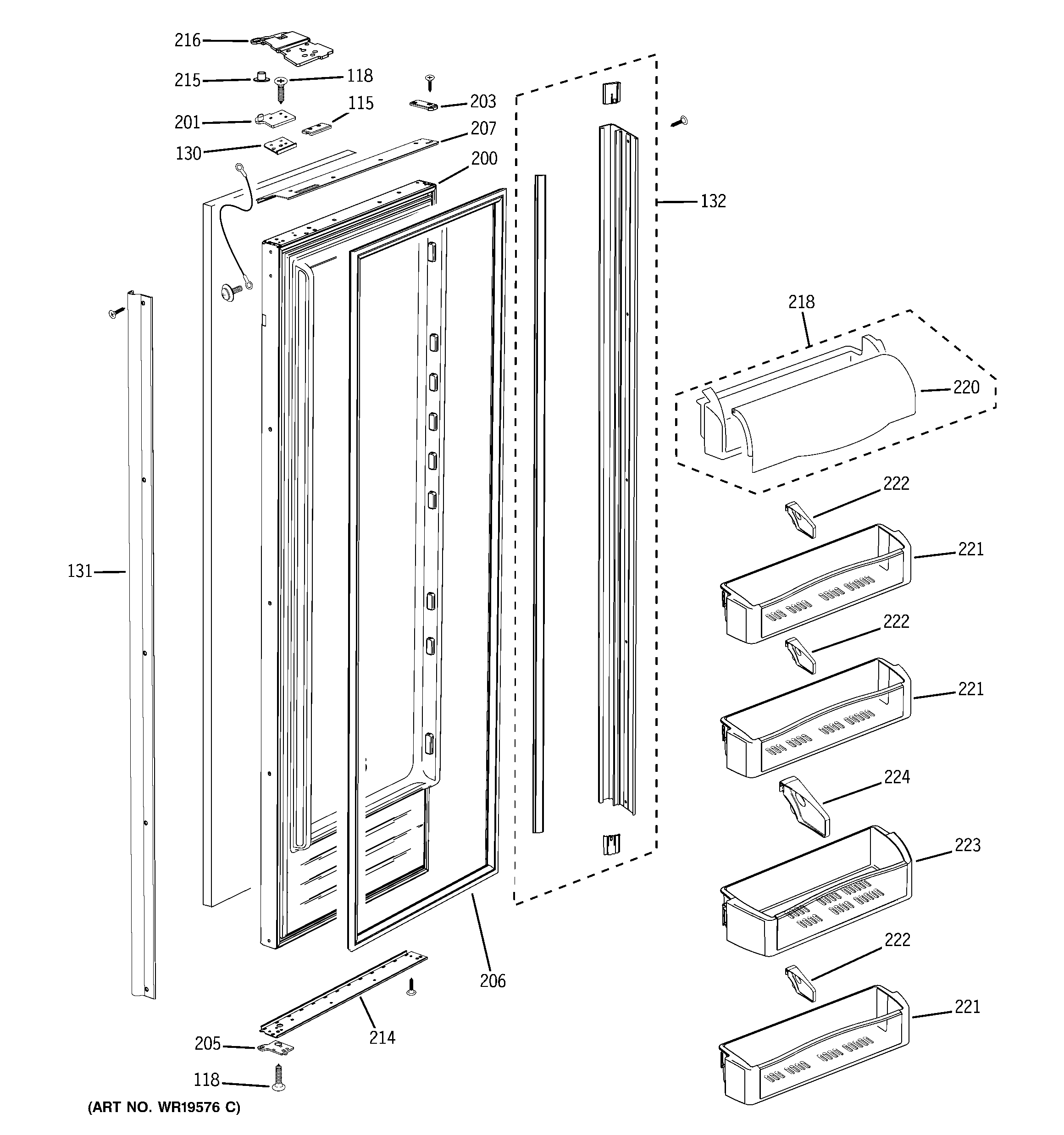 GE PSB42YPHASV fresh food door diagram
