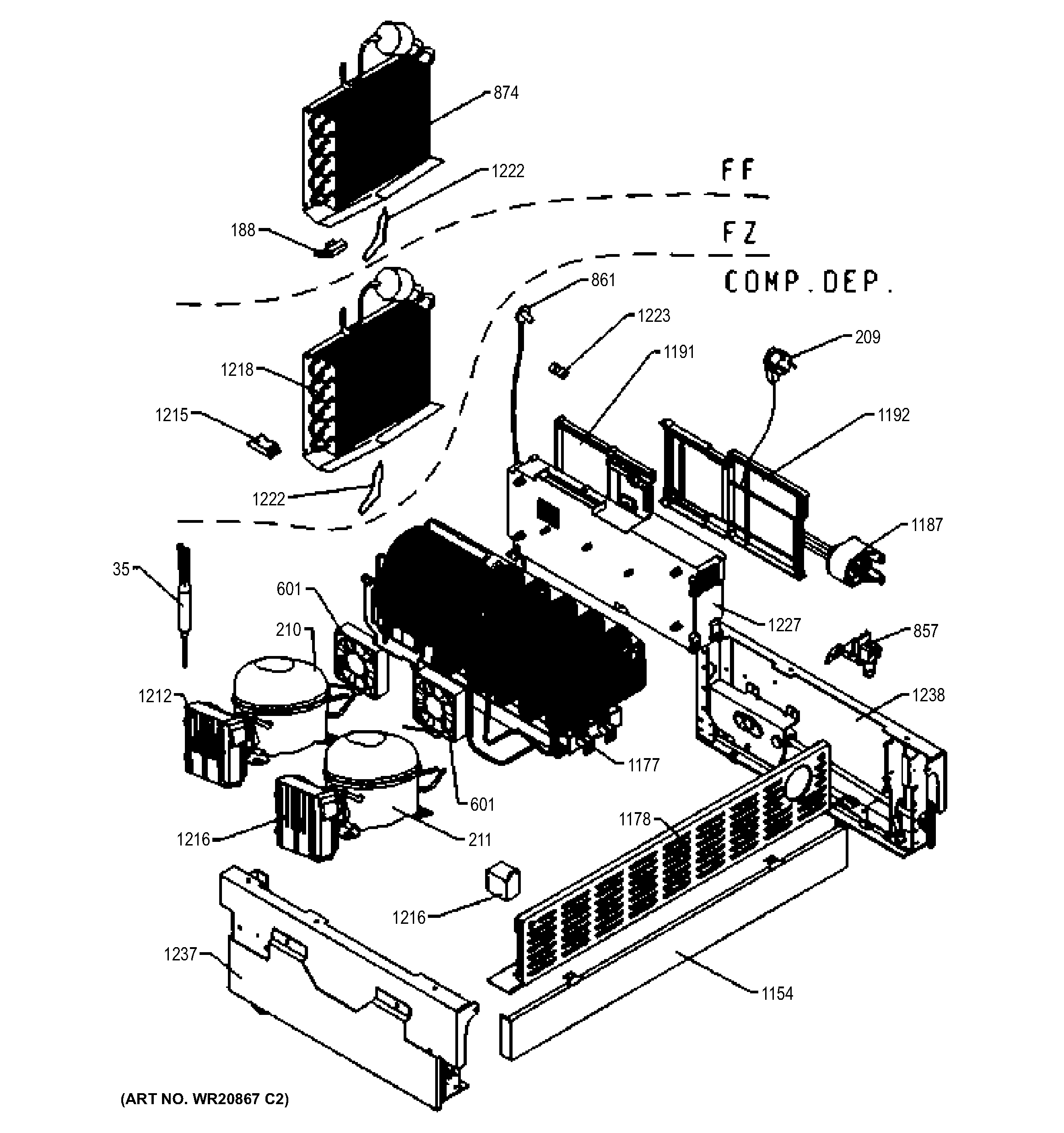 GE ZIK30GNZBII machine compartment diagram