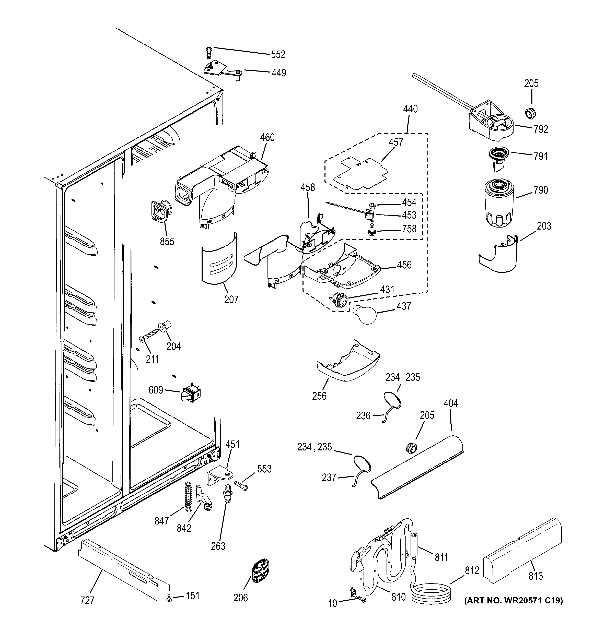 Hotpoint HSS25ASHBCSS fresh food section diagram